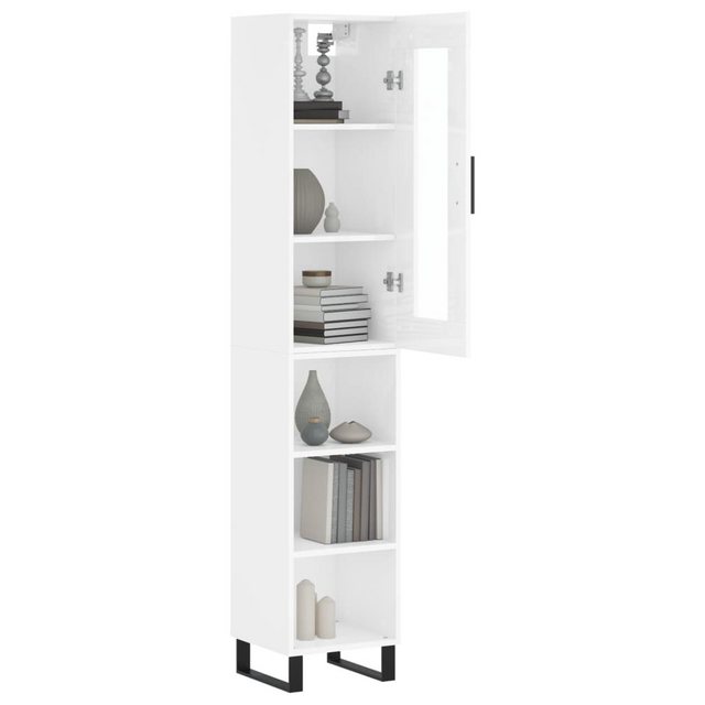 vidaXL Vitrine Highboard Hochglanz-Weiß 34,5x34x180 cm Spanplatte Glas Vitr günstig online kaufen