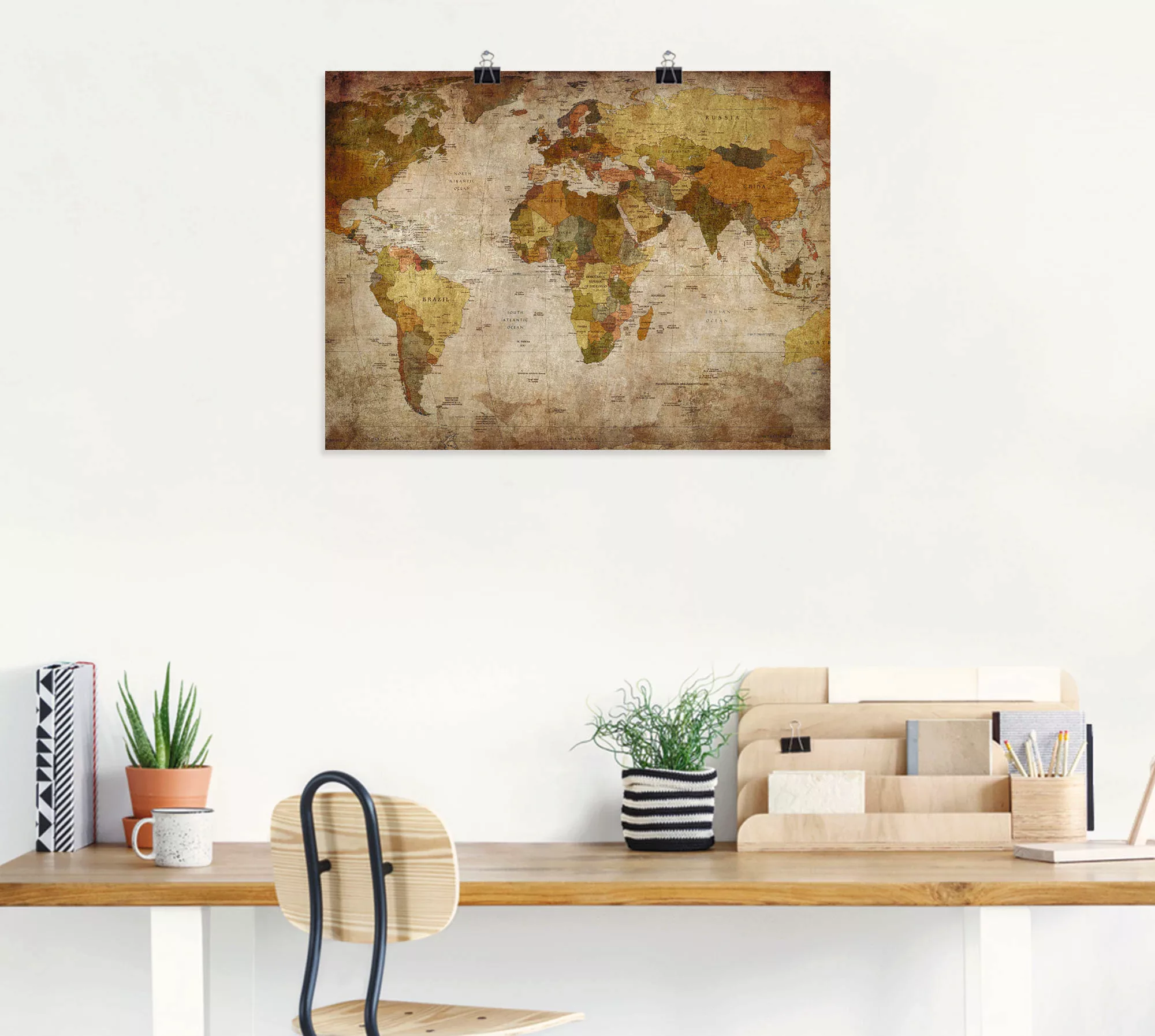 Artland Wandbild "Weltkarte", Landkarten, (1 St.), als Alubild, Outdoorbild günstig online kaufen