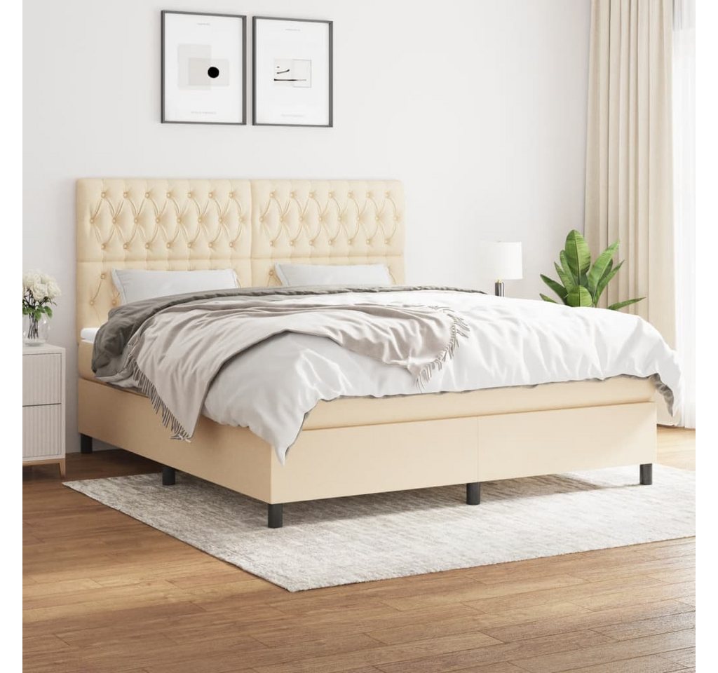 vidaXL Boxspringbett Boxspringbett mit Matratze Creme 180x200 cm Stoff Bett günstig online kaufen