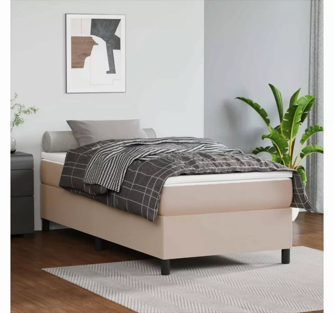 vidaXL Boxspringbett, Boxspringbett mit Matratze Cappuccino-Braun 90x200cm günstig online kaufen