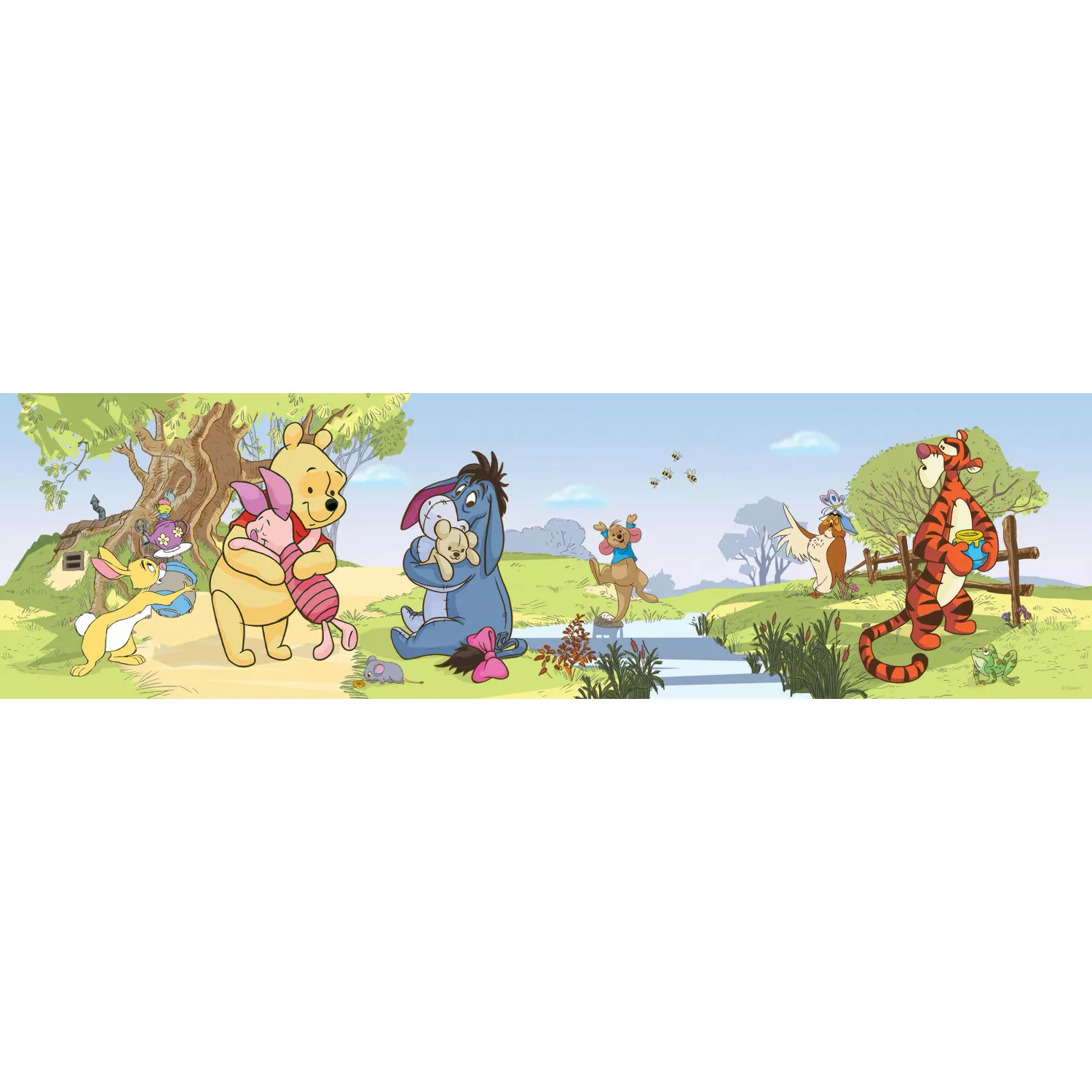 Disney Selbstklebende Tapetenbordüre Pu Der Bär Grün und Blau 14 x 500 cm 6 günstig online kaufen