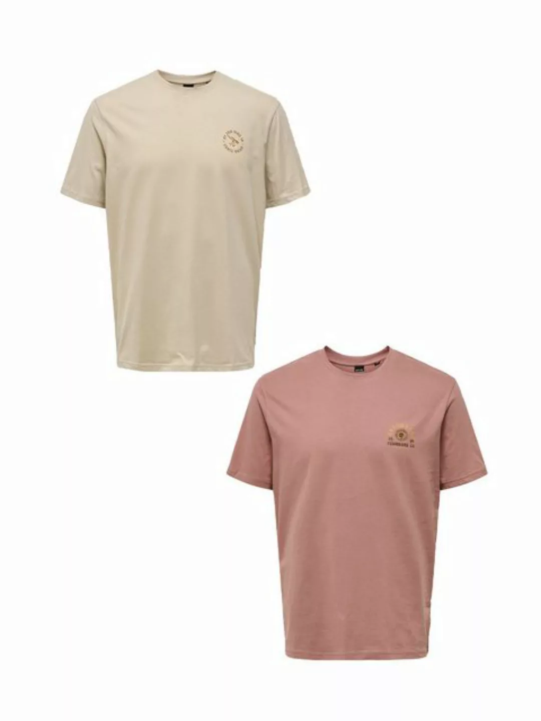 ONLY & SONS T-Shirt T-Shirt 2er-Set Rundhals Kurzarm (1-tlg) 7639 in Beige- günstig online kaufen