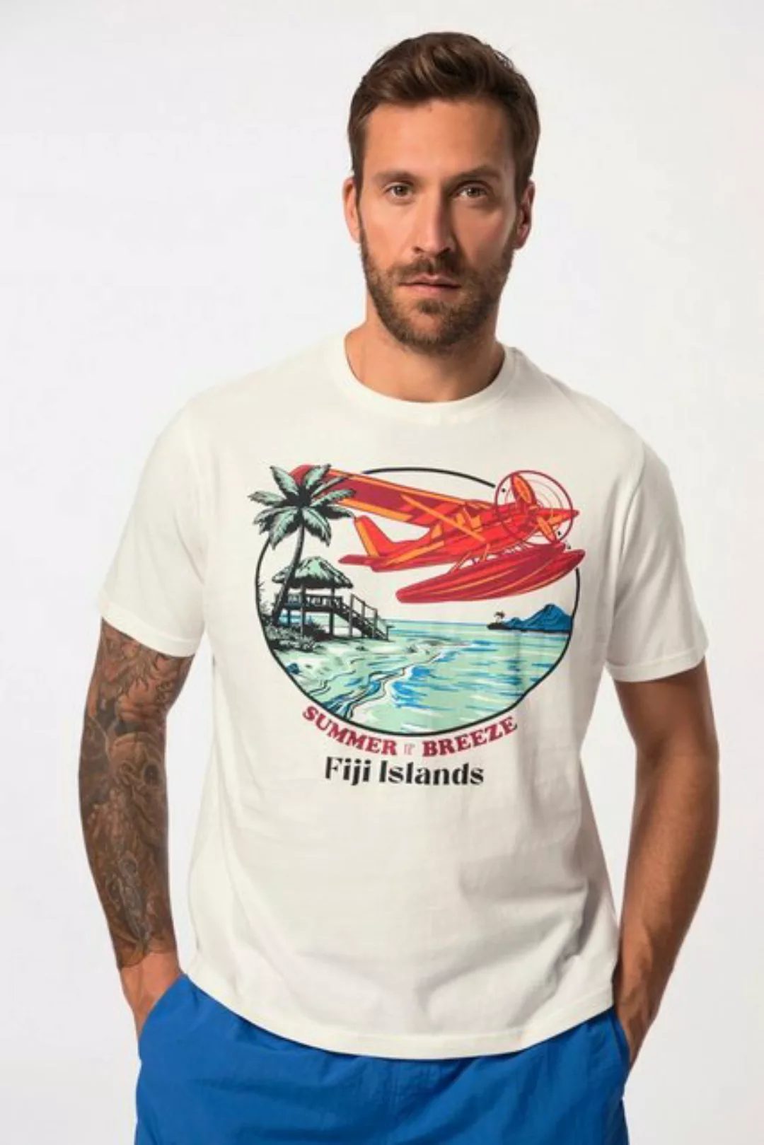 JP1880 T-Shirt T-Shirt Halbarm Brust-Print Rundhals bis 8 XL günstig online kaufen