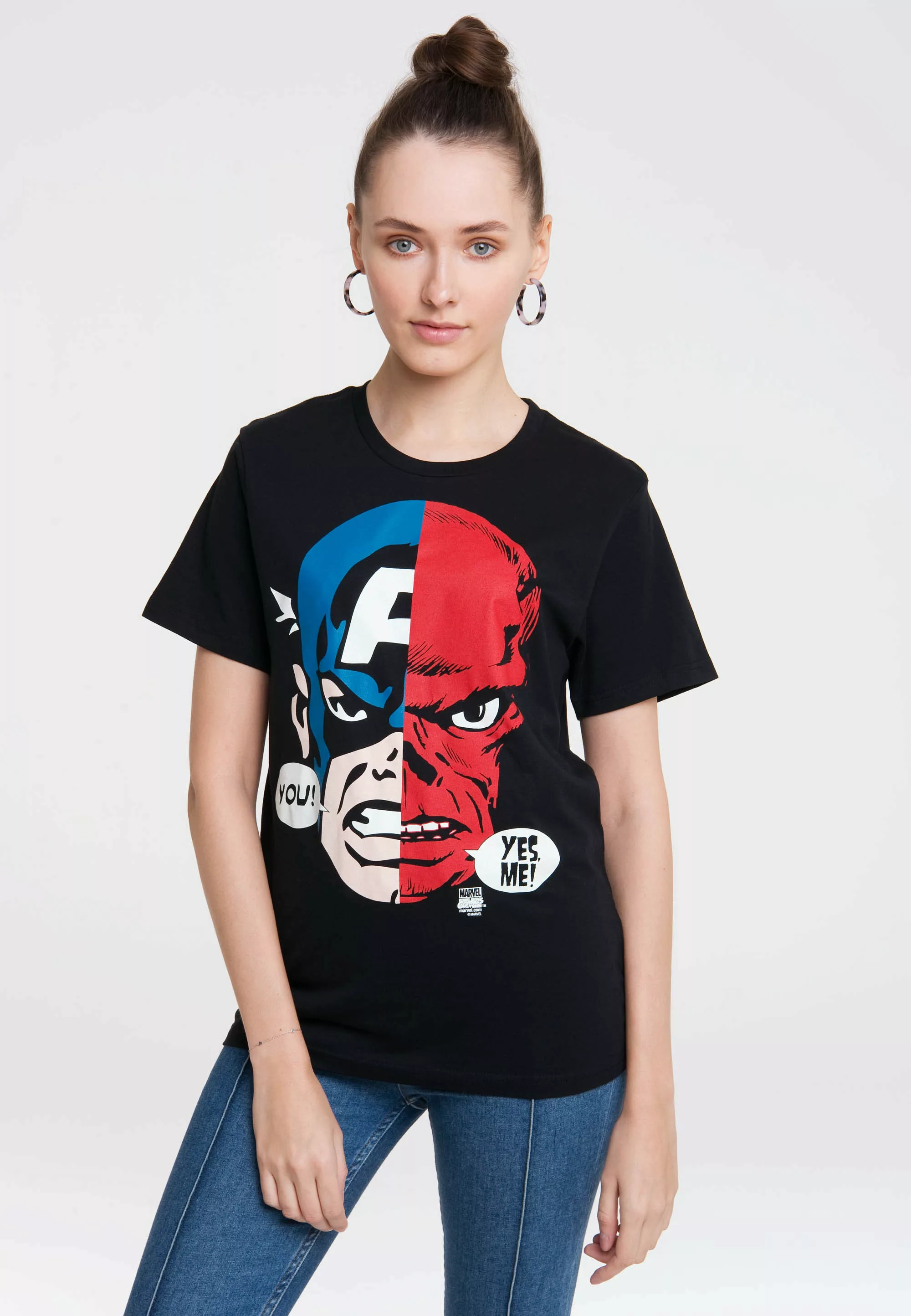 LOGOSHIRT T-Shirt "Captain America And Red Skull Faces", mit coolem Frontpr günstig online kaufen