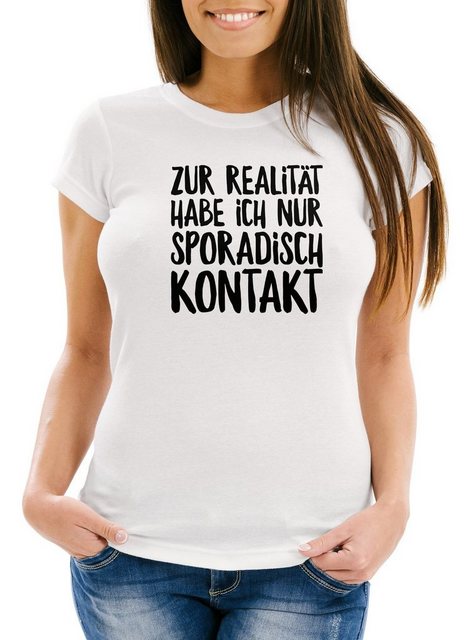 MoonWorks Print-Shirt Damen T-Shirt Zur Realität habe ich nur sporadisch Ko günstig online kaufen