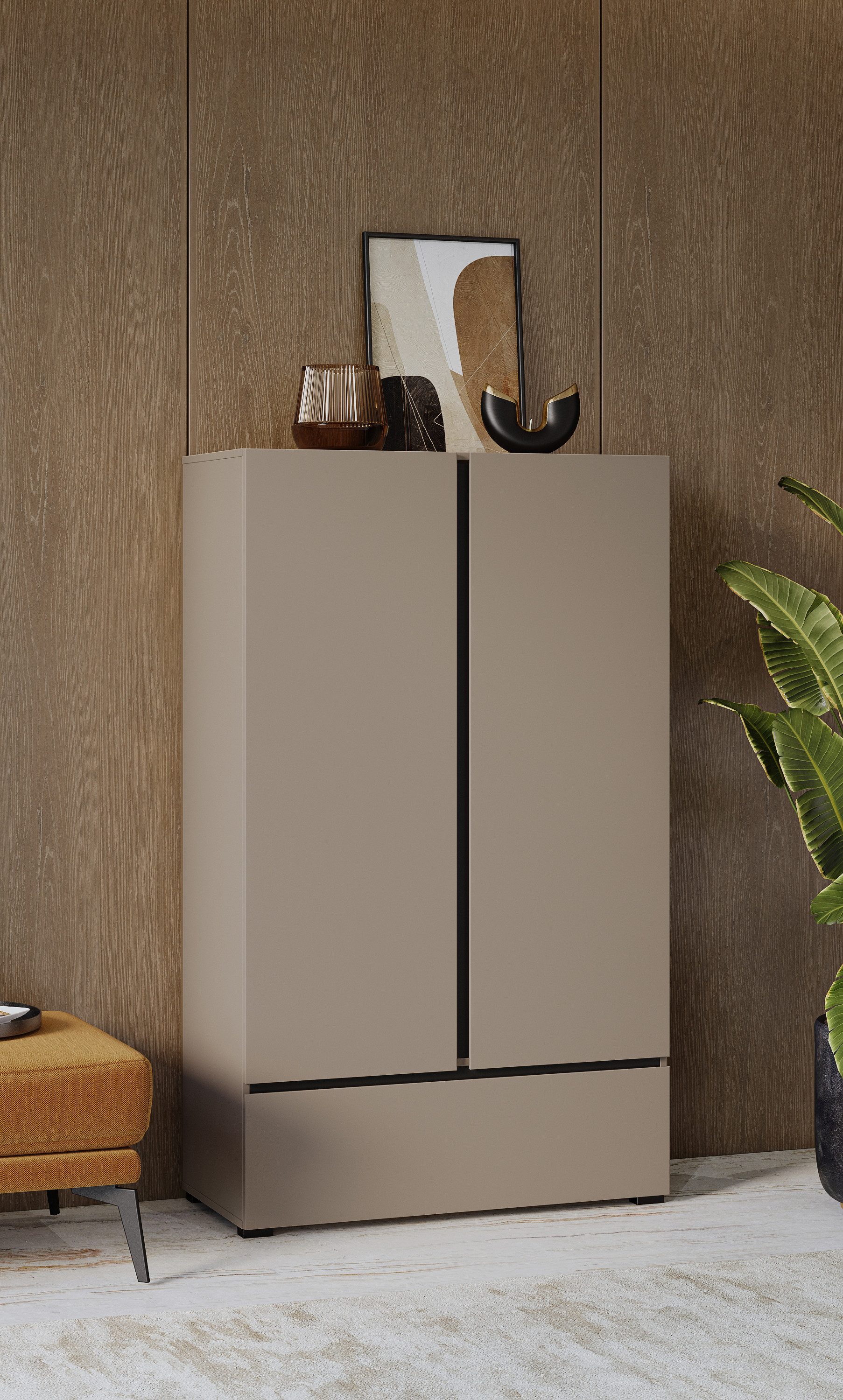 Home affaire Wäscheschrank "Cross, moderner griffloser Kleiderschrank", Meh günstig online kaufen