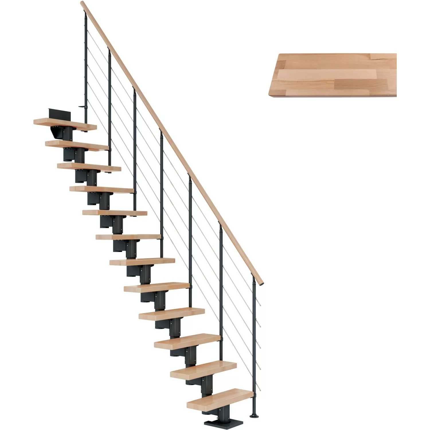 Dolle Mittelholmtreppe Dublin Buche Anthrazit GH bis 337 cm Gerade 65 cm FS günstig online kaufen