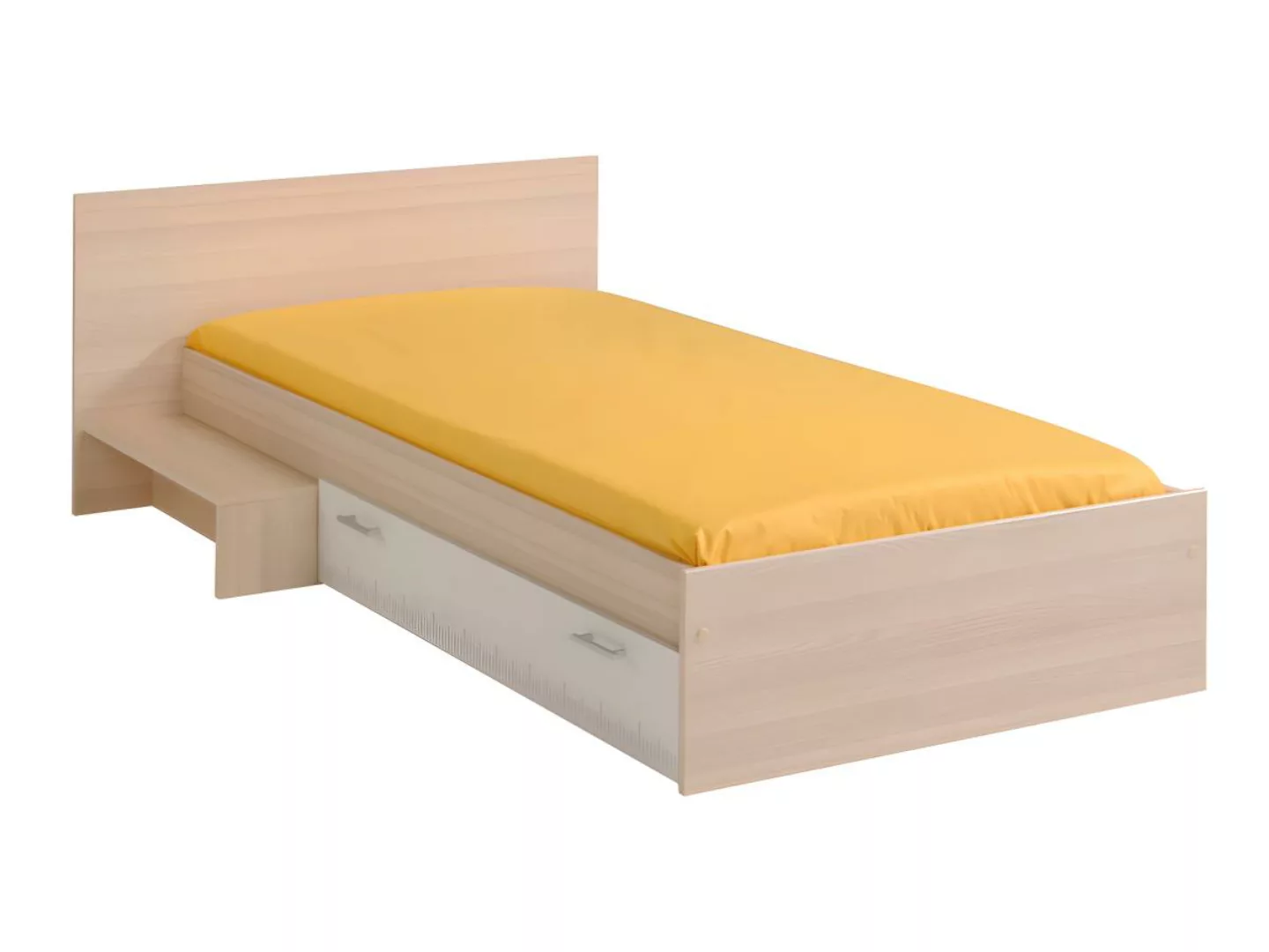 Kinderbett mit 1 Schublade - 90 x 190 cm - Naturfarben & Weiß - IPLIA günstig online kaufen