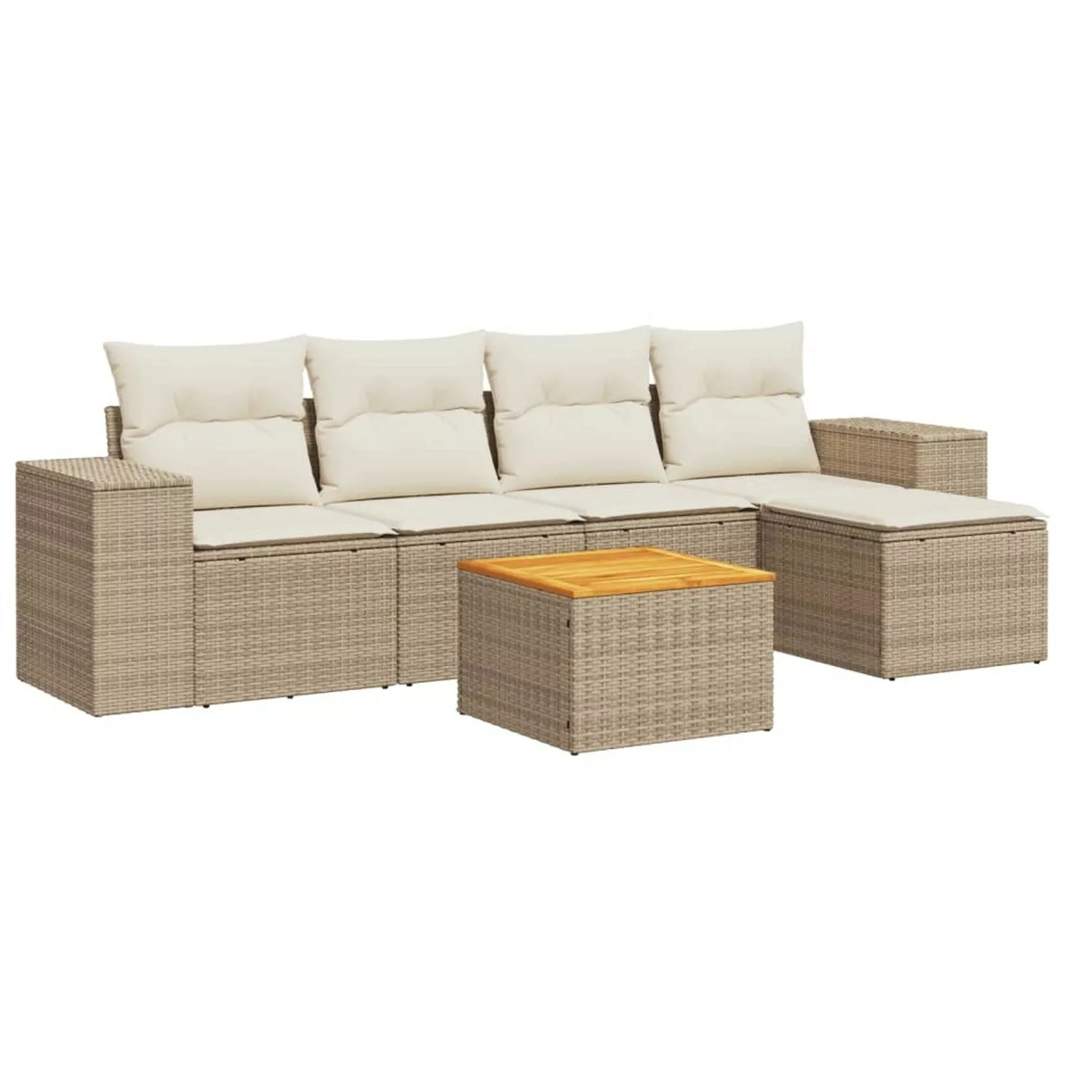 vidaXL 6-tlg Garten-Sofagarnitur mit Kissen Beige Poly Rattan Modell 268 günstig online kaufen