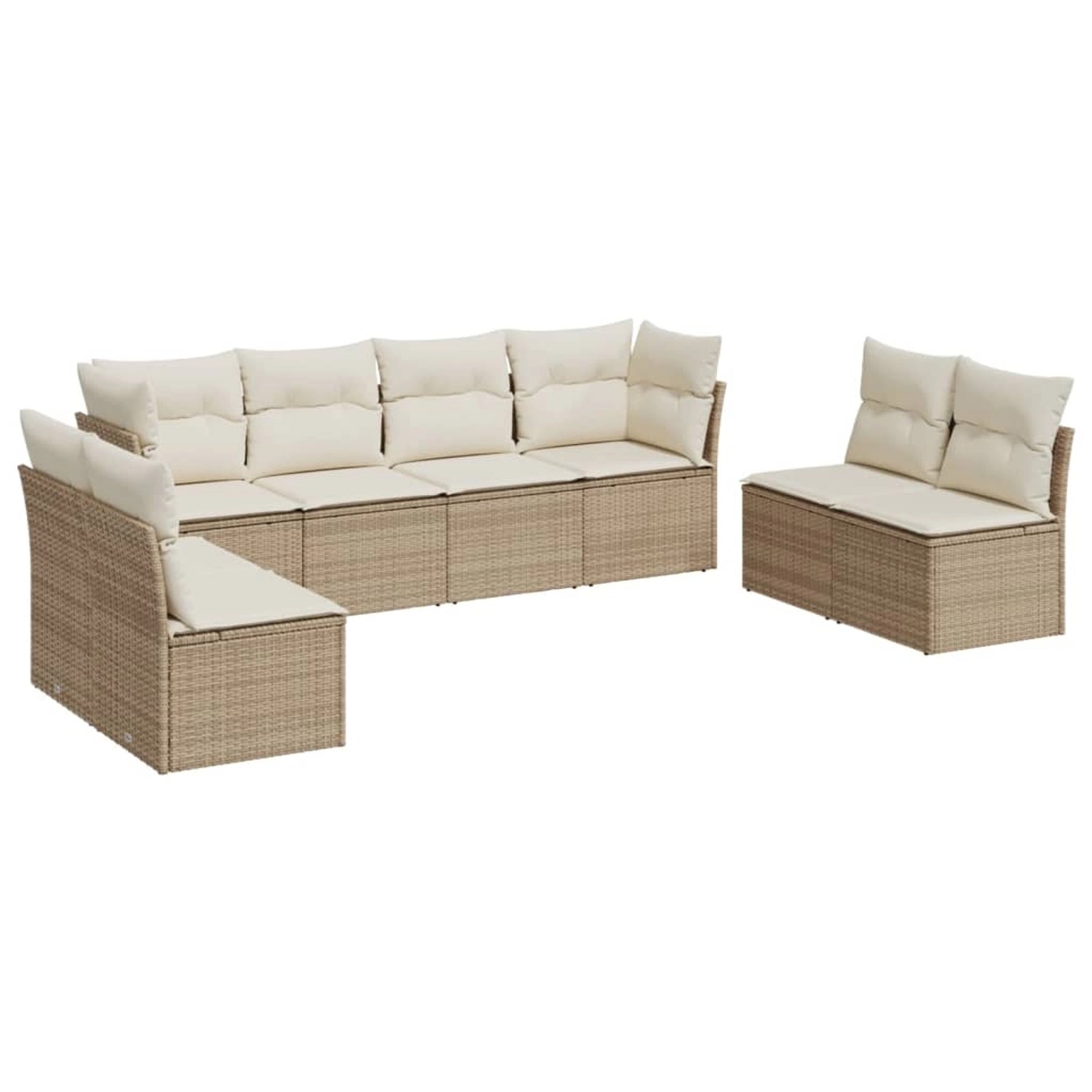 vidaXL 8-tlg Garten-Sofagarnitur mit Kissen Beige Poly Rattan Modell 10 günstig online kaufen