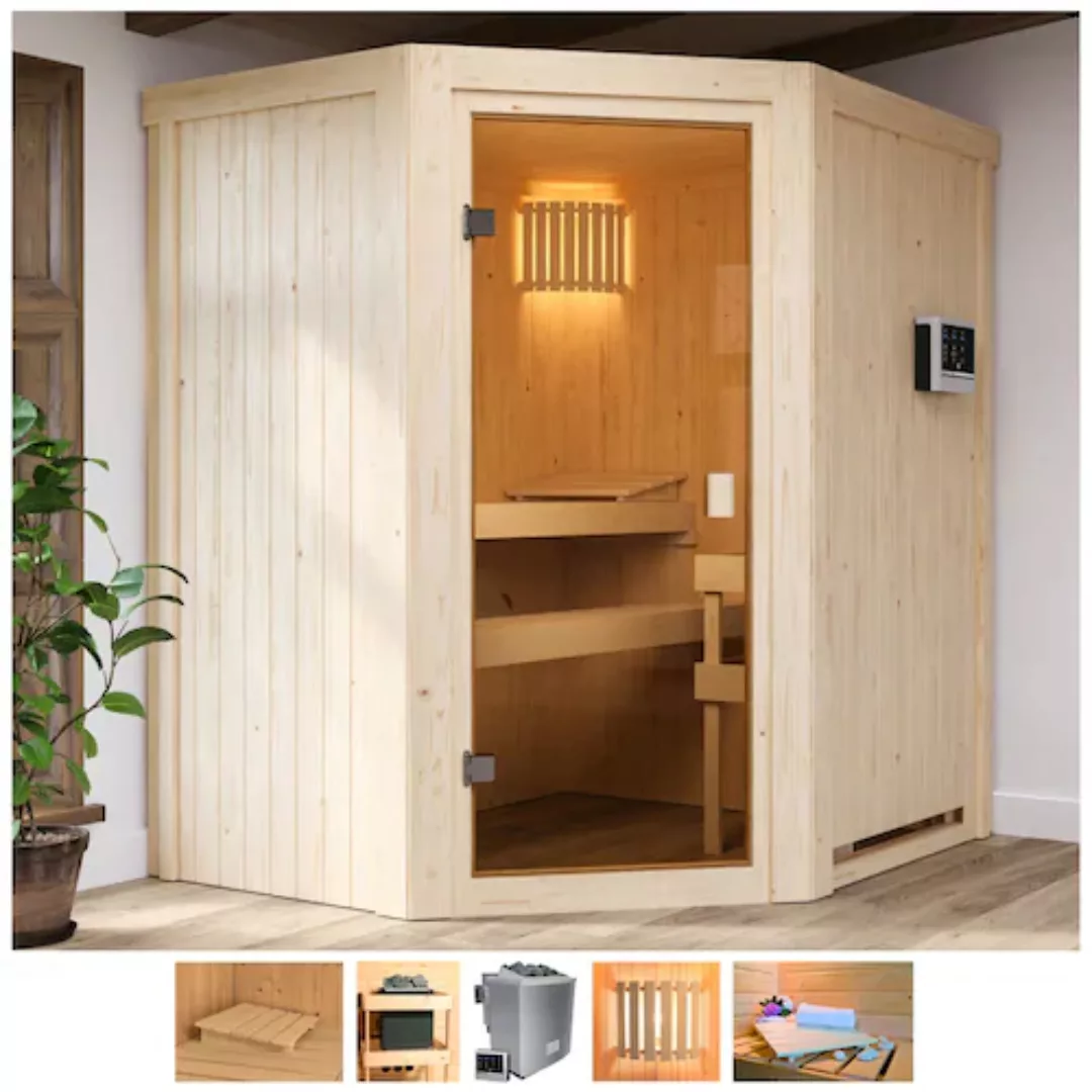 welltime Sauna »Fedder«, 4,5-kW-Bio-Ofen mit ext. Steuerung günstig online kaufen