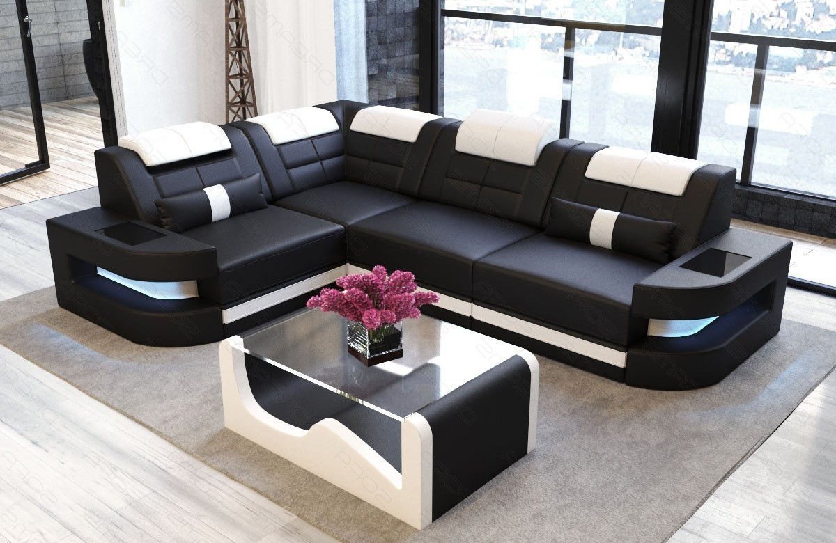 Sofa Dreams Ecksofa Ledersofa Como L Form Mini, Designersofa, Sofa mit Bele günstig online kaufen