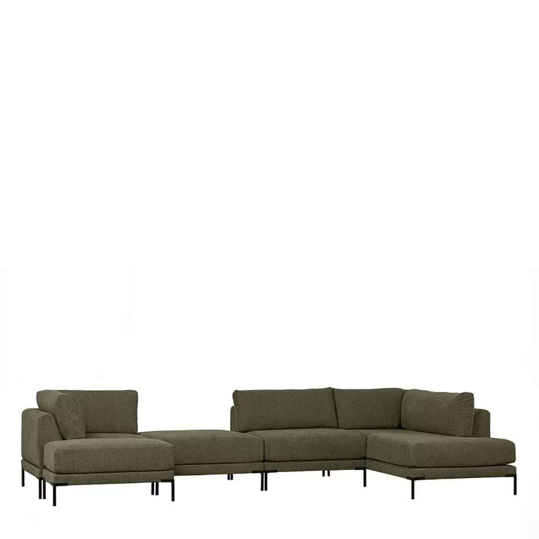 Couchlandschaft Dunkelgrün in modernem Design 400 cm breit (fünfteilig) günstig online kaufen