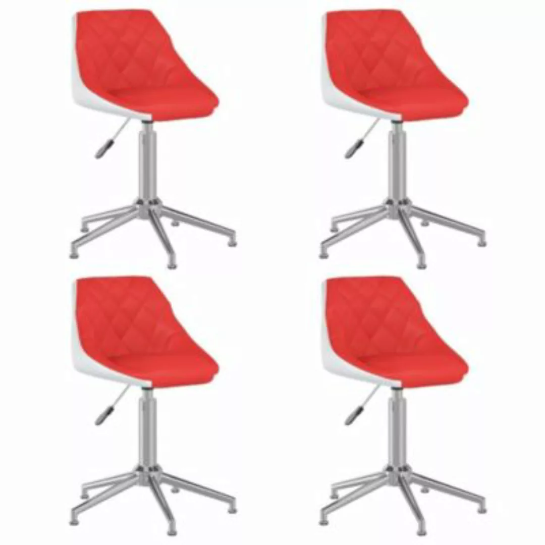 Esszimmerstühle 4 Stk. Drehbar Rot Und Weiß Kunstleder günstig online kaufen