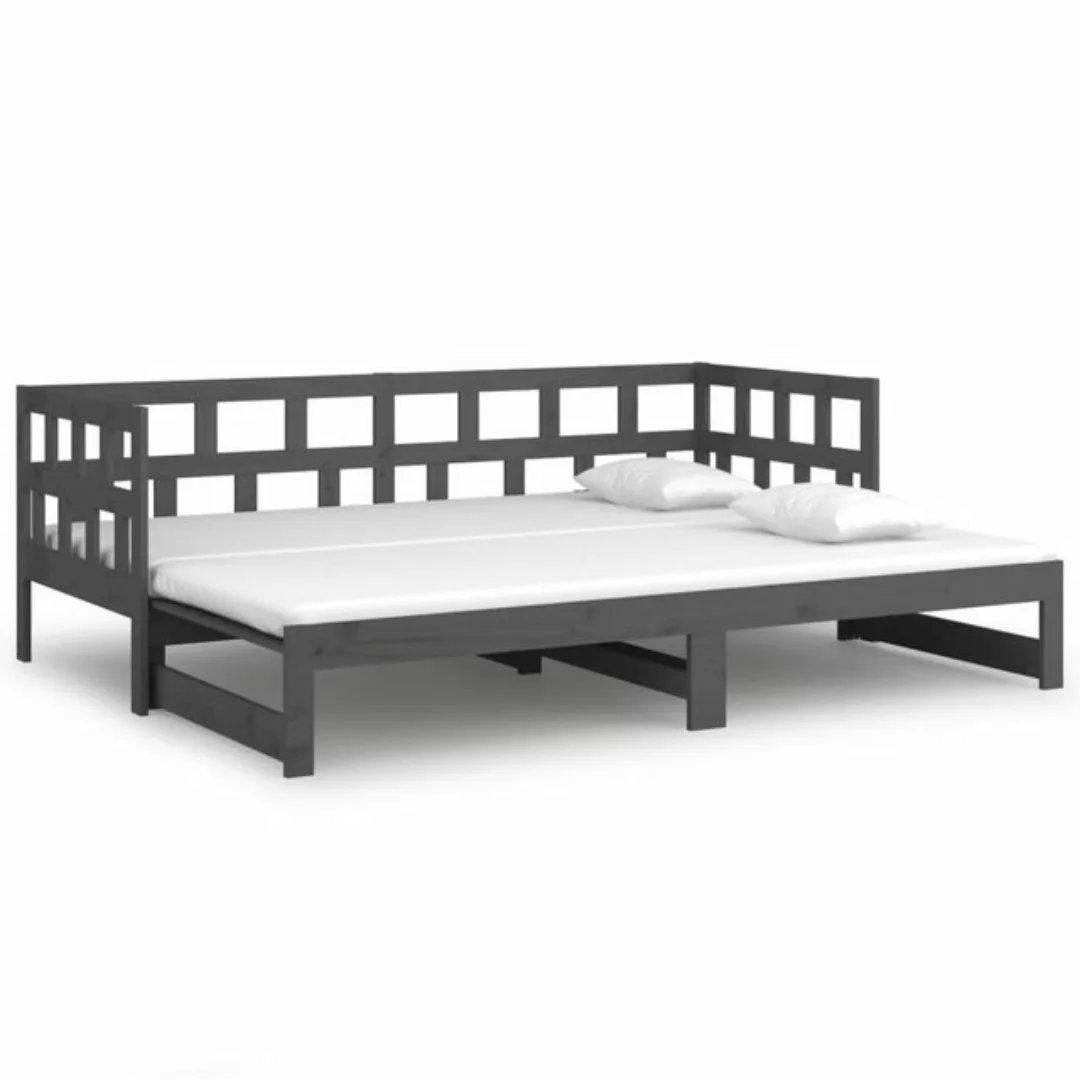 furnicato Bett Tagesbett Ausziehbar Grau Massivholz Kiefer 2x(80x200) cm günstig online kaufen