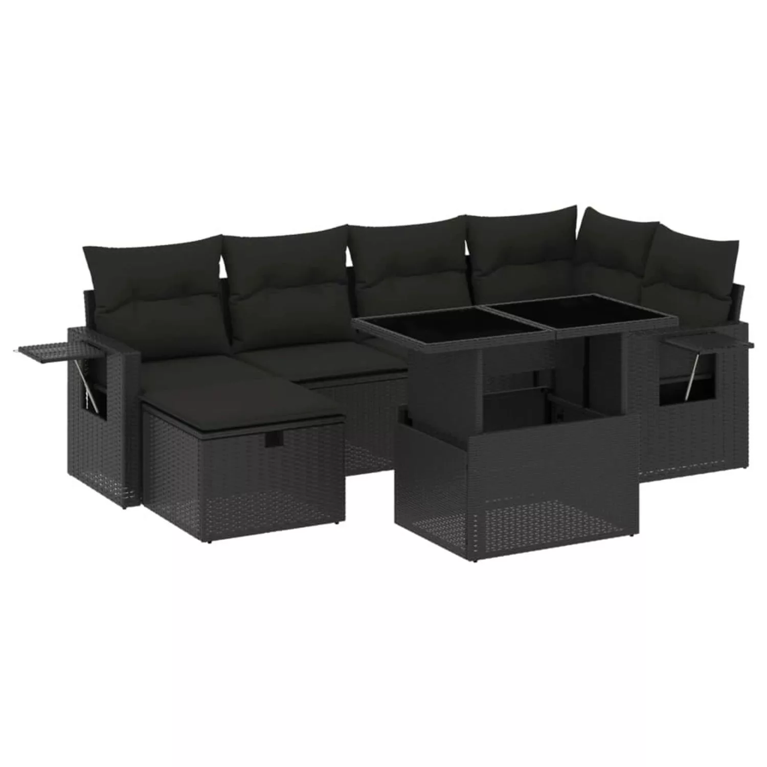 vidaXL 7-tlg Garten-Sofagarnitur mit Kissen Schwarz Poly Rattan Modell 267 günstig online kaufen