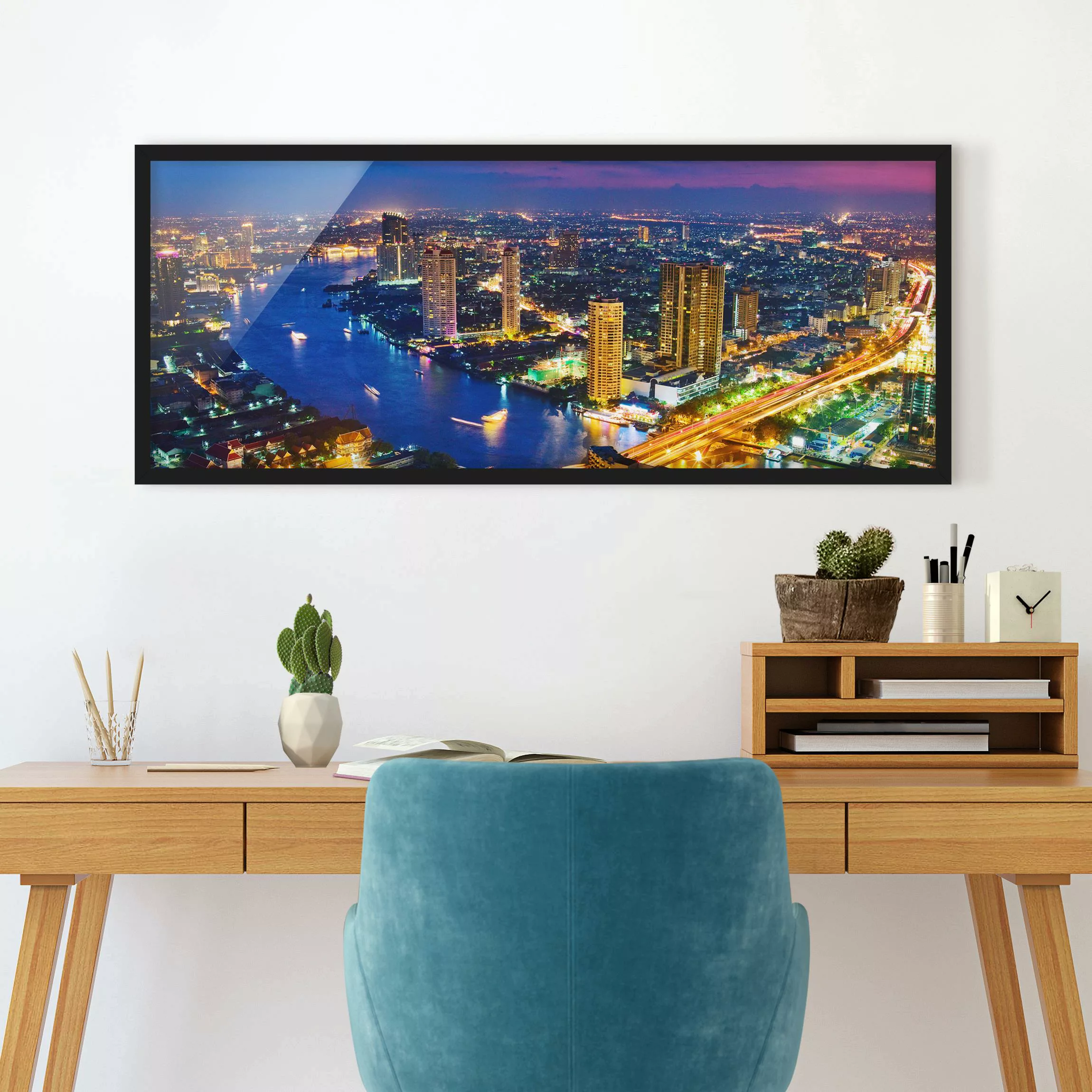 Bild mit Rahmen Architektur & Skyline - Panorama Bangkok Skyline günstig online kaufen