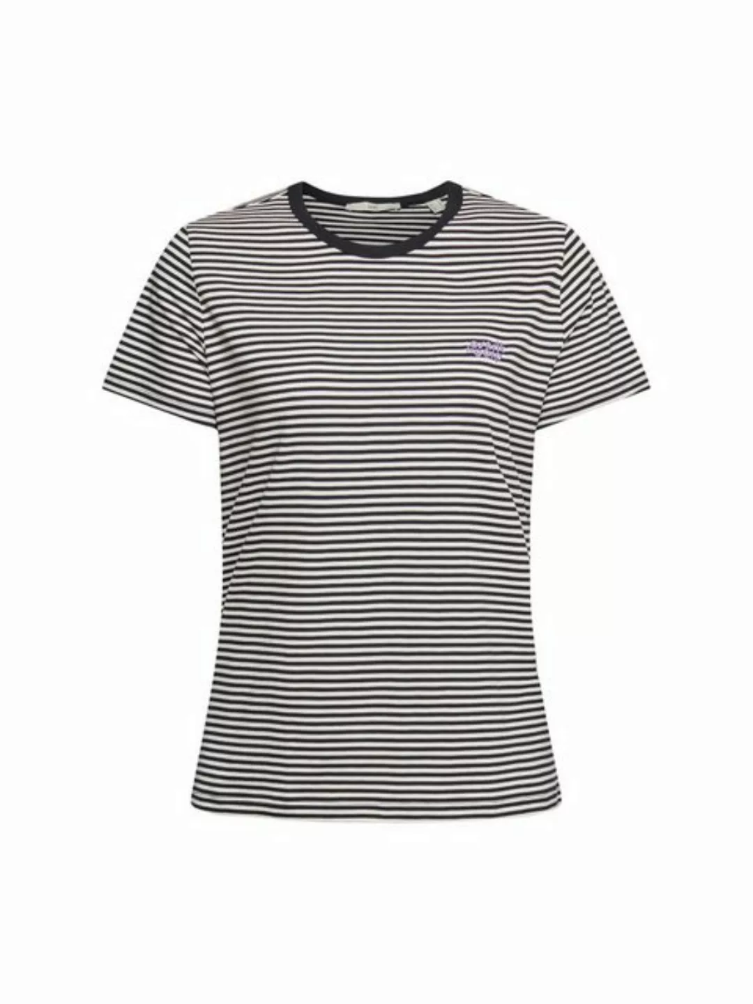 edc by Esprit T-Shirt Gestreiftes T-Shirt mit gesticktem Blumenmotiv (1-tlg günstig online kaufen