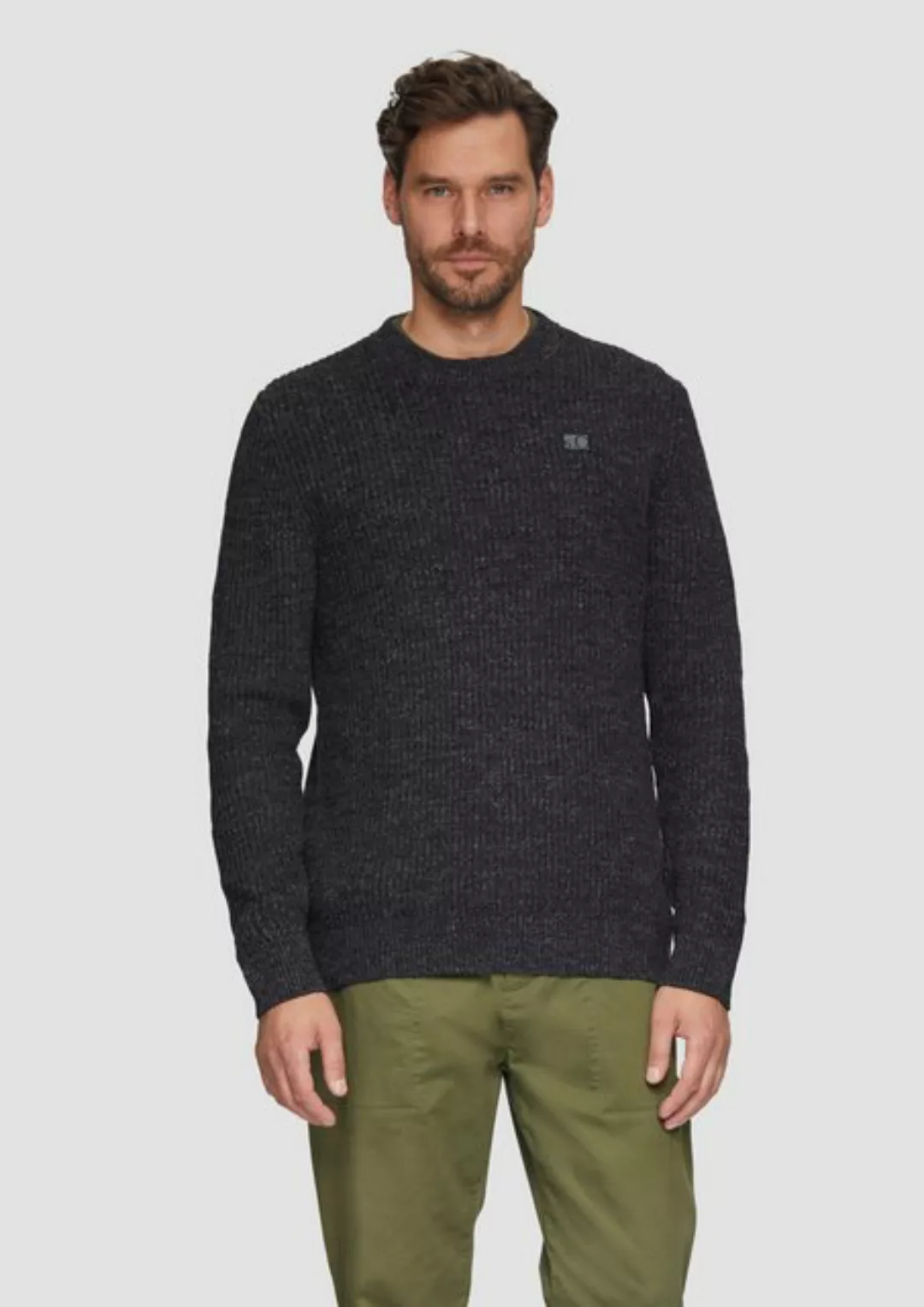 s.Oliver Strickpullover Melierter Pullover mit Patentmuster und Crew Neck R günstig online kaufen