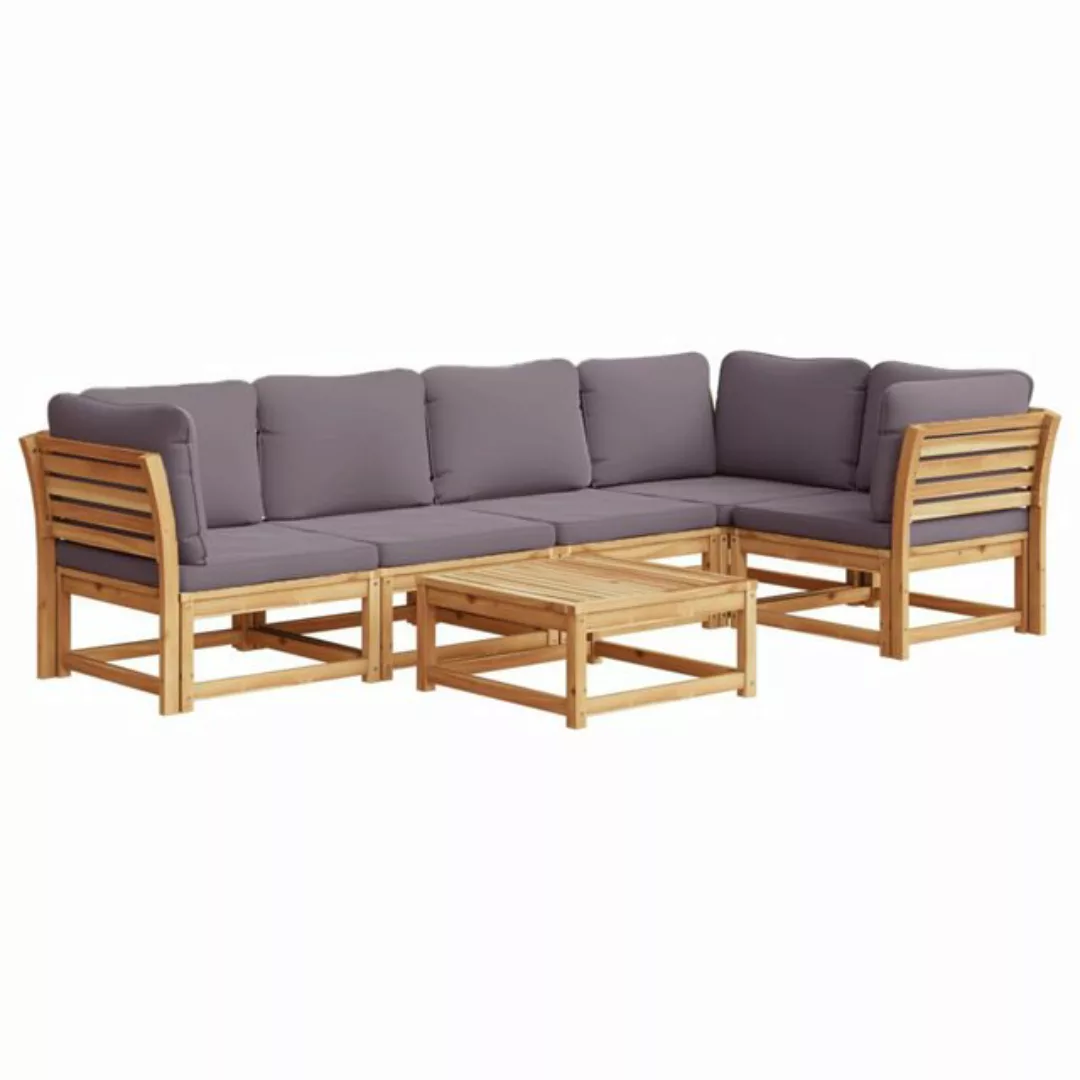 vidaXL Sofaelement 6-tlg. Garten-Lounge-Set mit Kissen Massivholz Akazie (1 günstig online kaufen