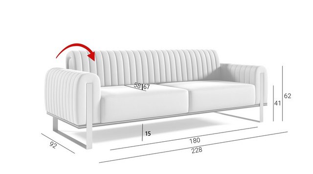 Fun Möbel 3-Sitzer Sofa Designersofa VALERIE in Stoff Elisa Velvet, auch im günstig online kaufen