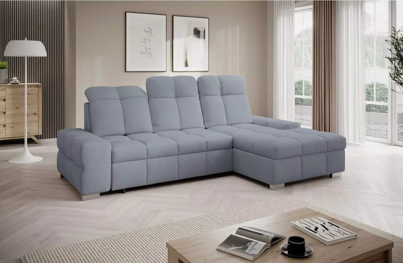 Fun Möbel Ecksofa Schlafsofa Sofa TEMPE MINI in Stoff Element, Ottomane Lin günstig online kaufen