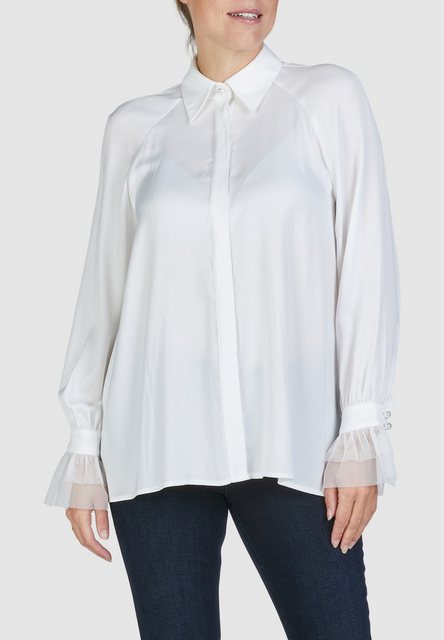 MARC AUREL Blusenshirt Satin-Bluse mit Tüllmanschetten black günstig online kaufen