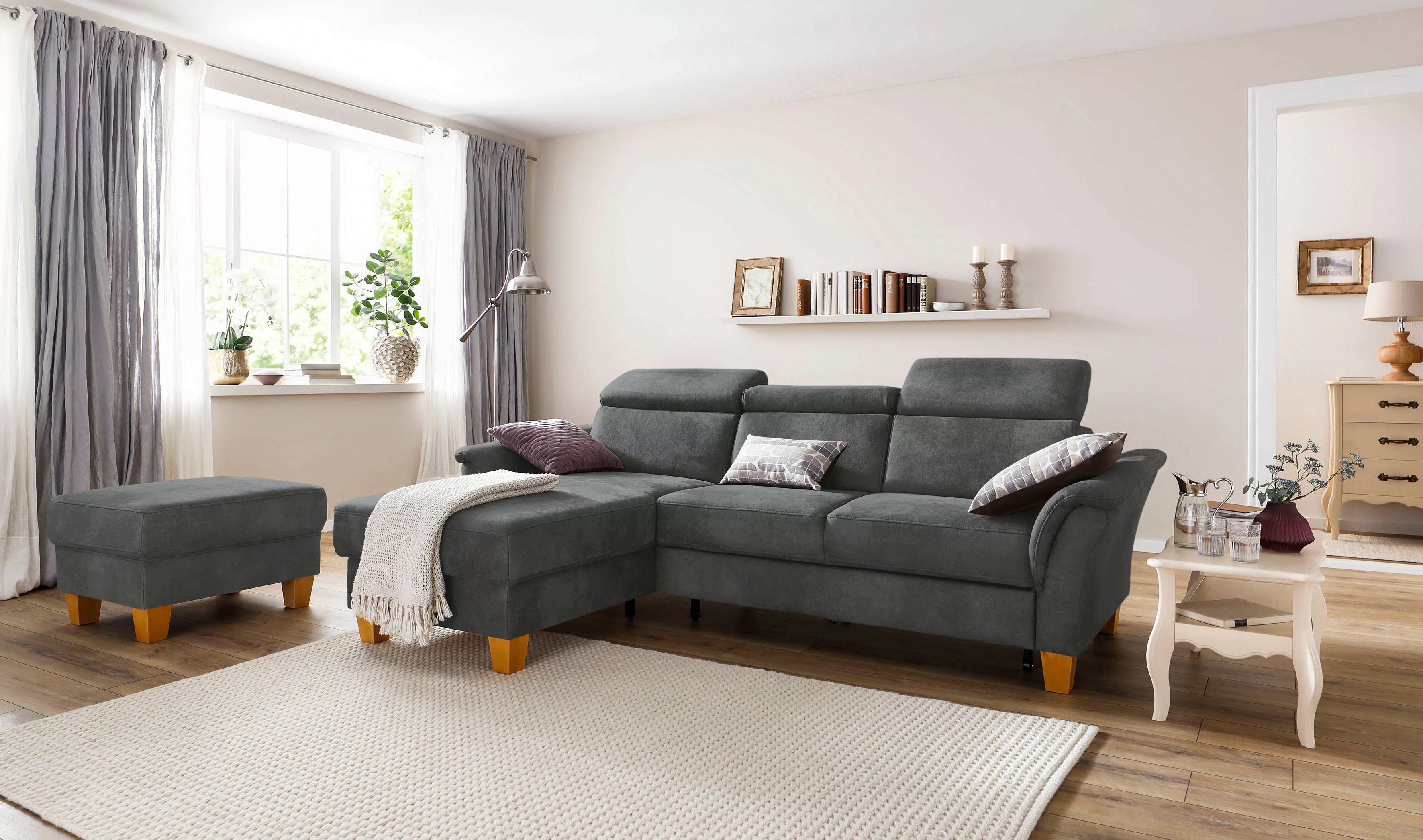 Home affaire Ecksofa »Conville L-Form«, Federkern, wahlweise mit Bettfunkti günstig online kaufen
