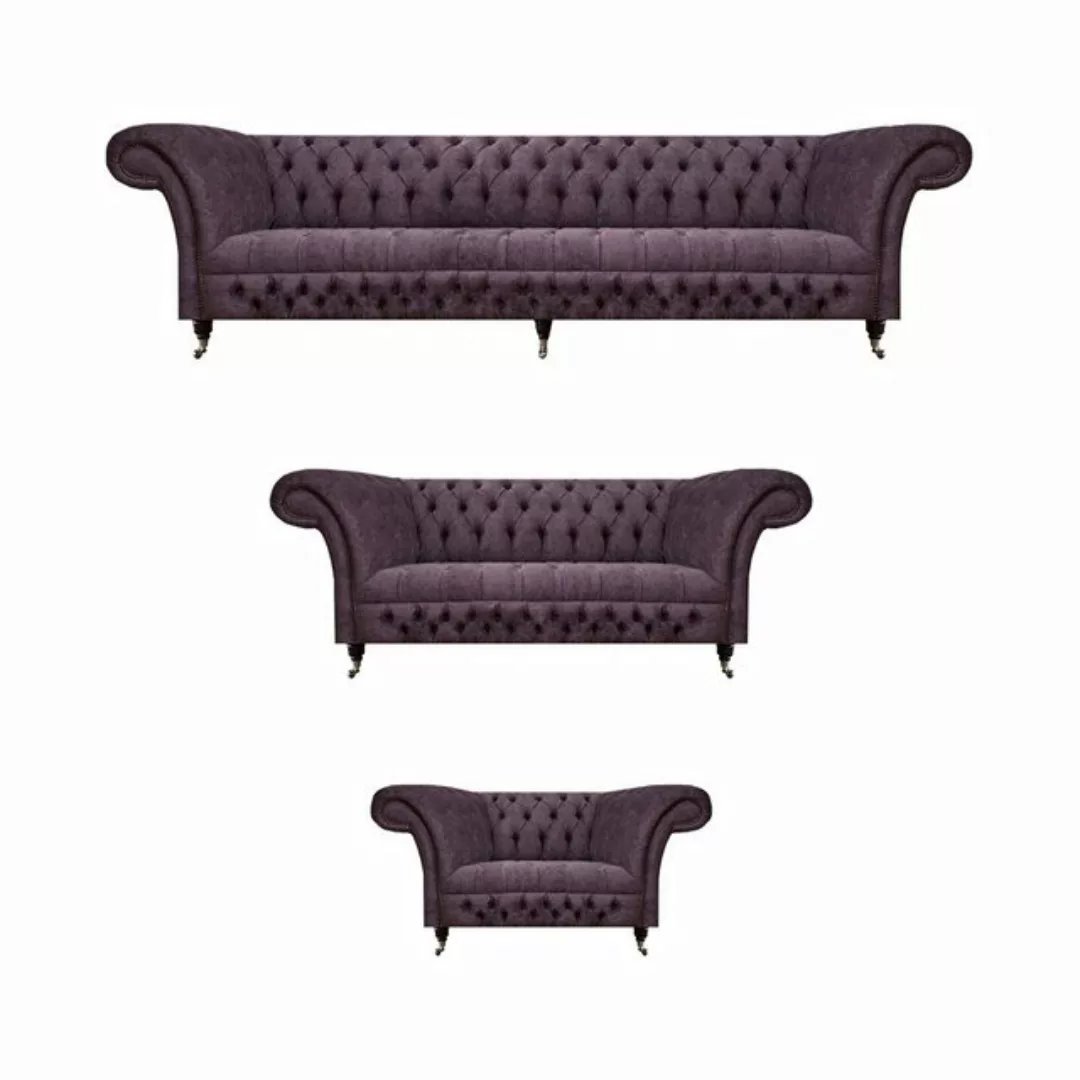 JVmoebel Chesterfield-Sofa Sofagarnitur Wohnzimmer Chesterfield Design Set günstig online kaufen