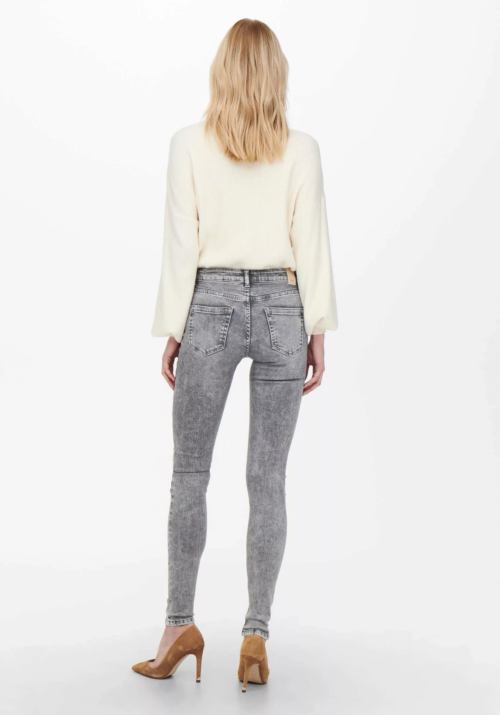 Only Damen Jeans ONLBLUSH MID SK TAI918 - Skinny Fit - Grau - Light Grey De günstig online kaufen