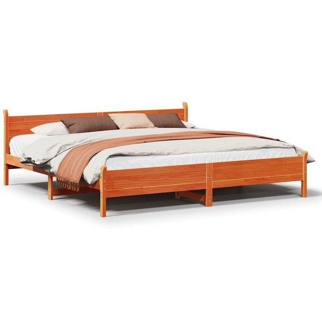 vidaXL Bett, Massivholzbett ohne Matratze Wachsbraun 200x200 Kiefernholz günstig online kaufen