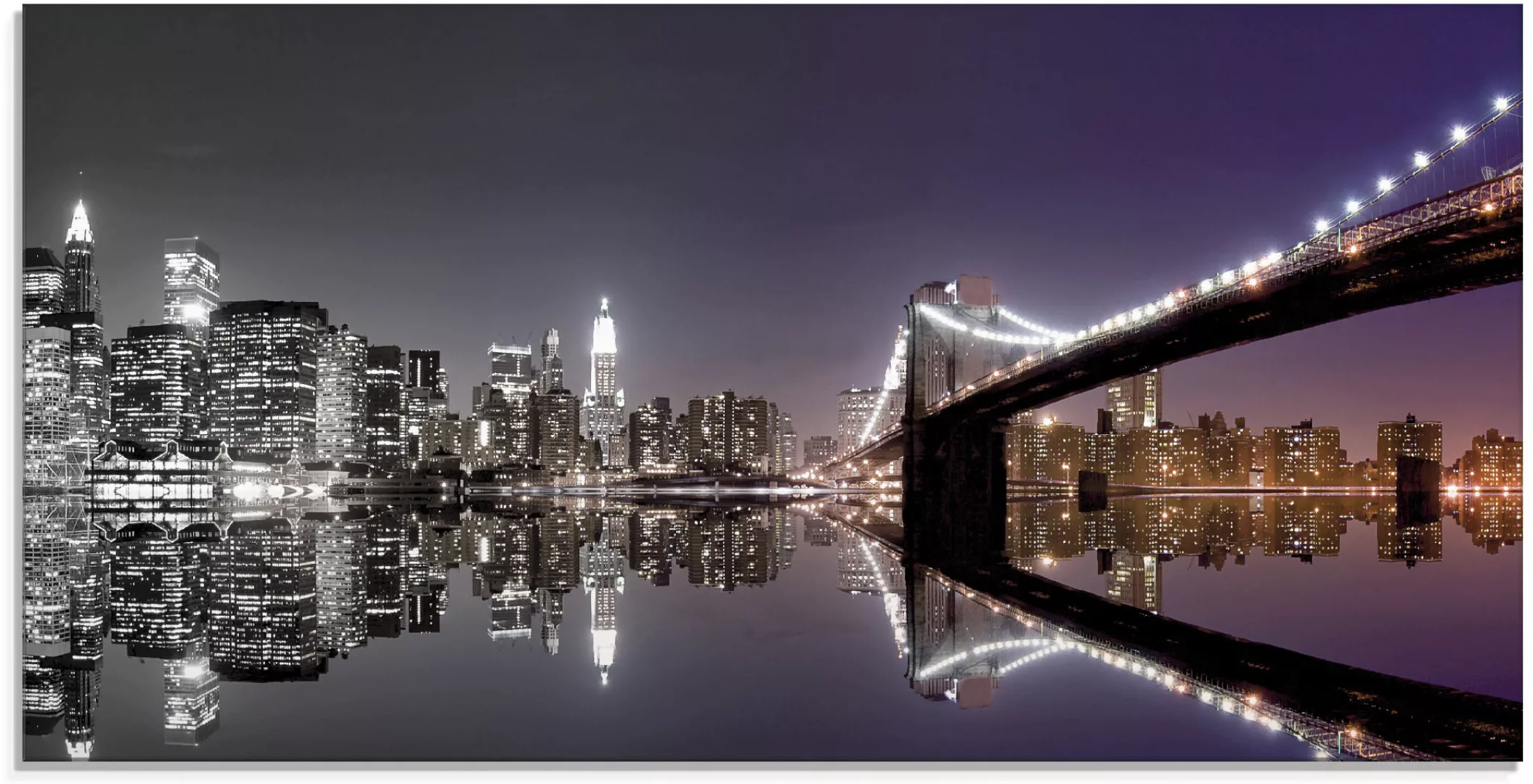 Artland Glasbild "New York Skyline nächtliche Reflektion", Amerika, (1 St.) günstig online kaufen