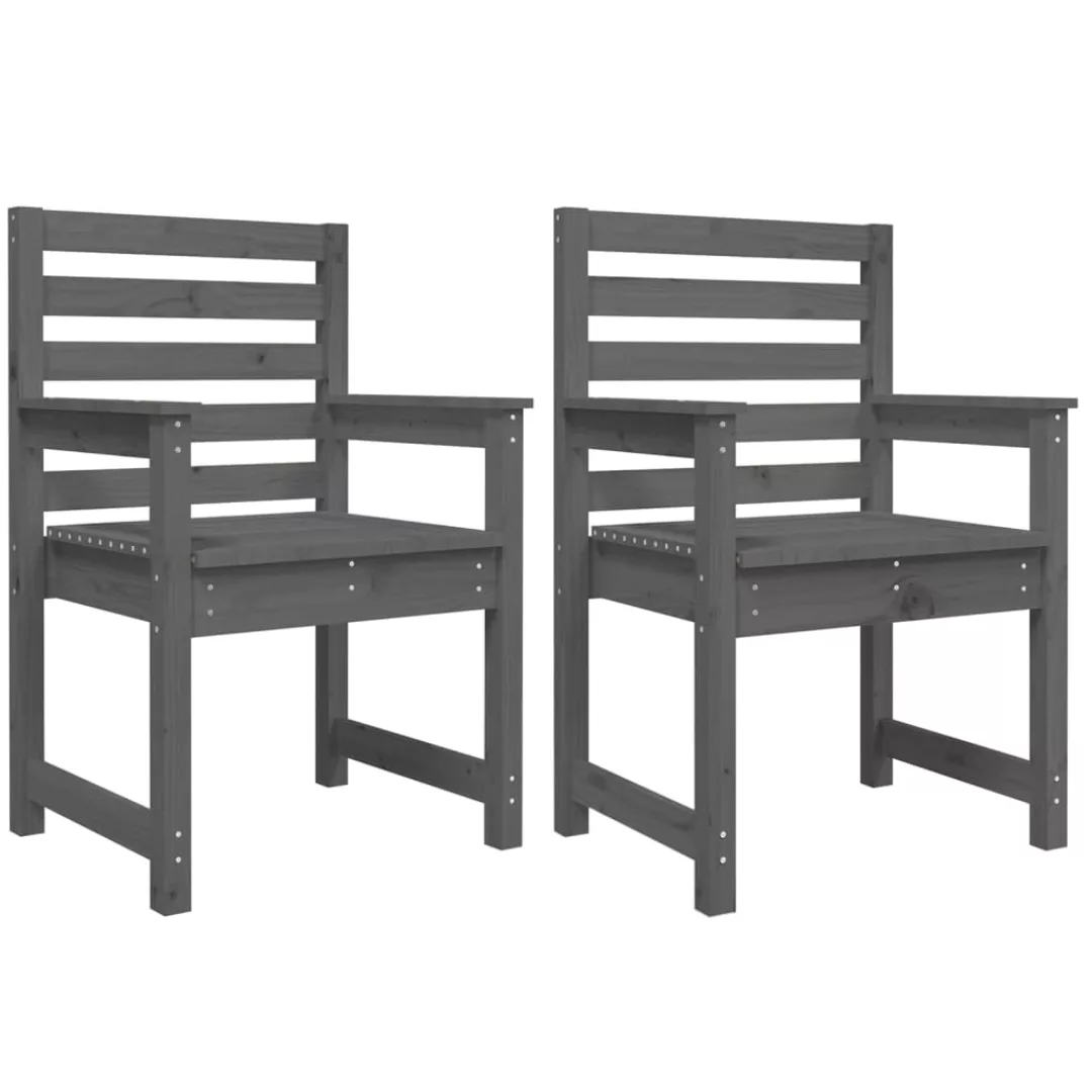 Vidaxl Gartenstühle 2 Stk. Grau 60x48x91 Cm Massivholz Kiefer günstig online kaufen
