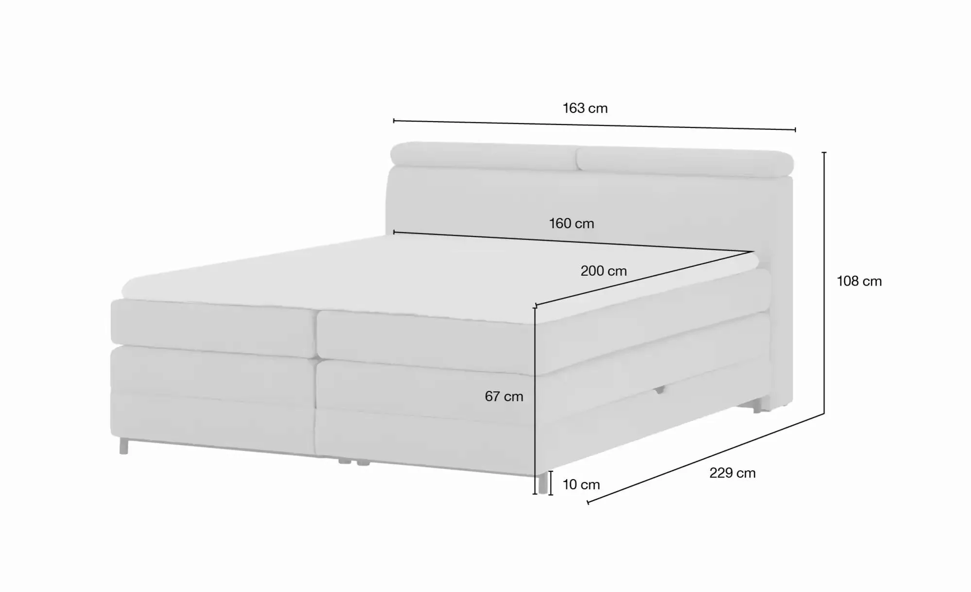 switch Boxspringbett  Kay ¦ beige ¦ Maße (cm): B: 163 H: 108 Betten > Boxsp günstig online kaufen