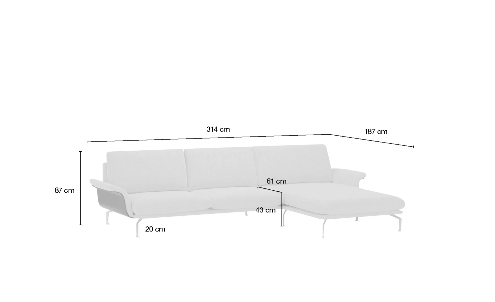 Nils Olsen Ecksofa  Alva ¦ creme ¦ Maße (cm): B: 314 H: 87 T: 187 Polstermö günstig online kaufen