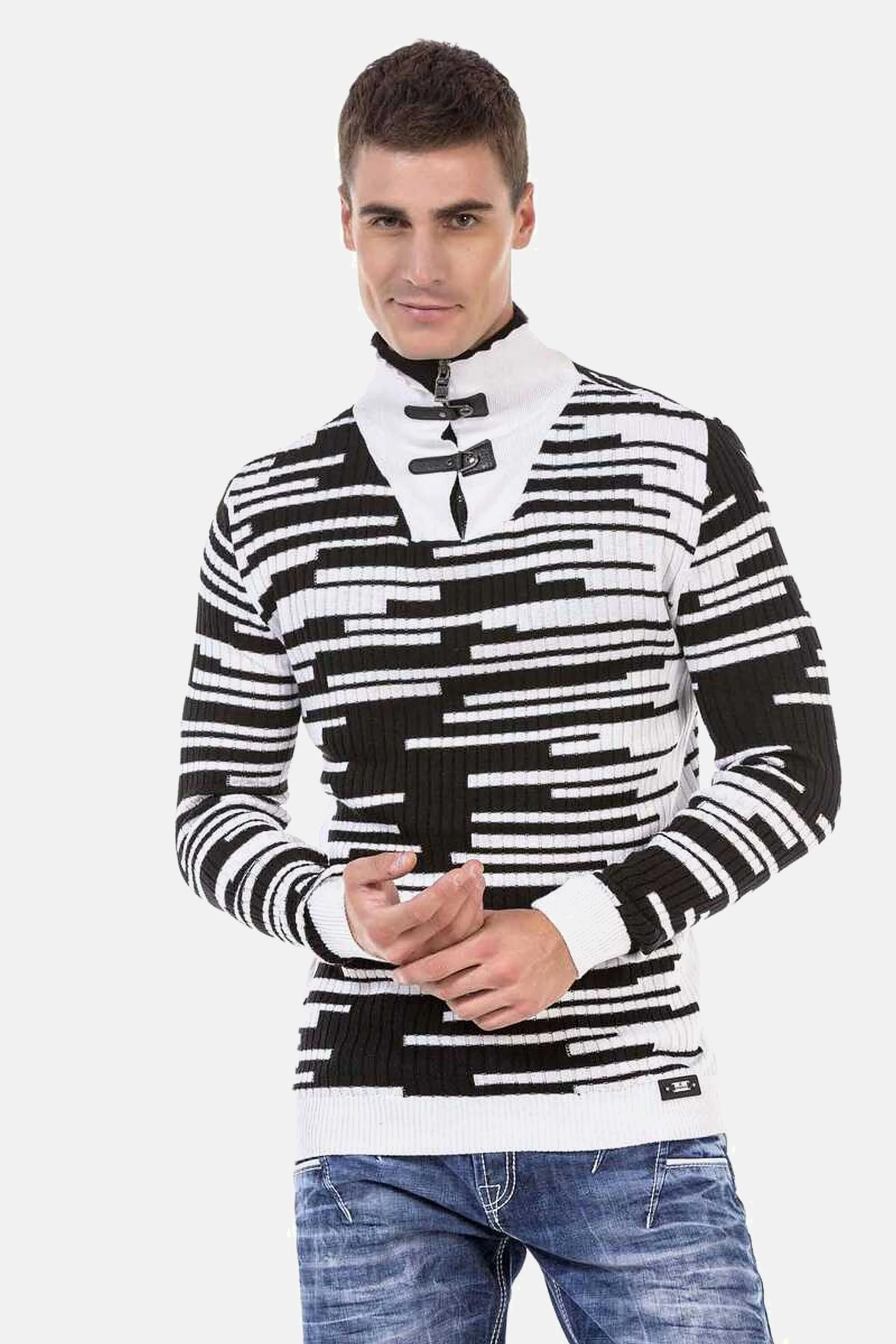 Cipo & Baxx Stehkragenpullover "Pullover", (1 tlg.), mit Schnallenverschlus günstig online kaufen