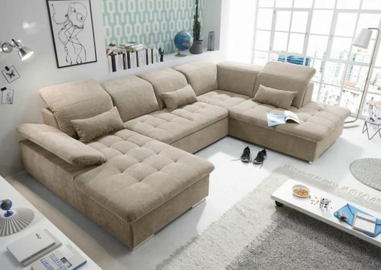 ED EXCITING DESIGN Wohnlandschaft, Wayne Wohnlandschaft 340x240 cm U-Sofa C günstig online kaufen