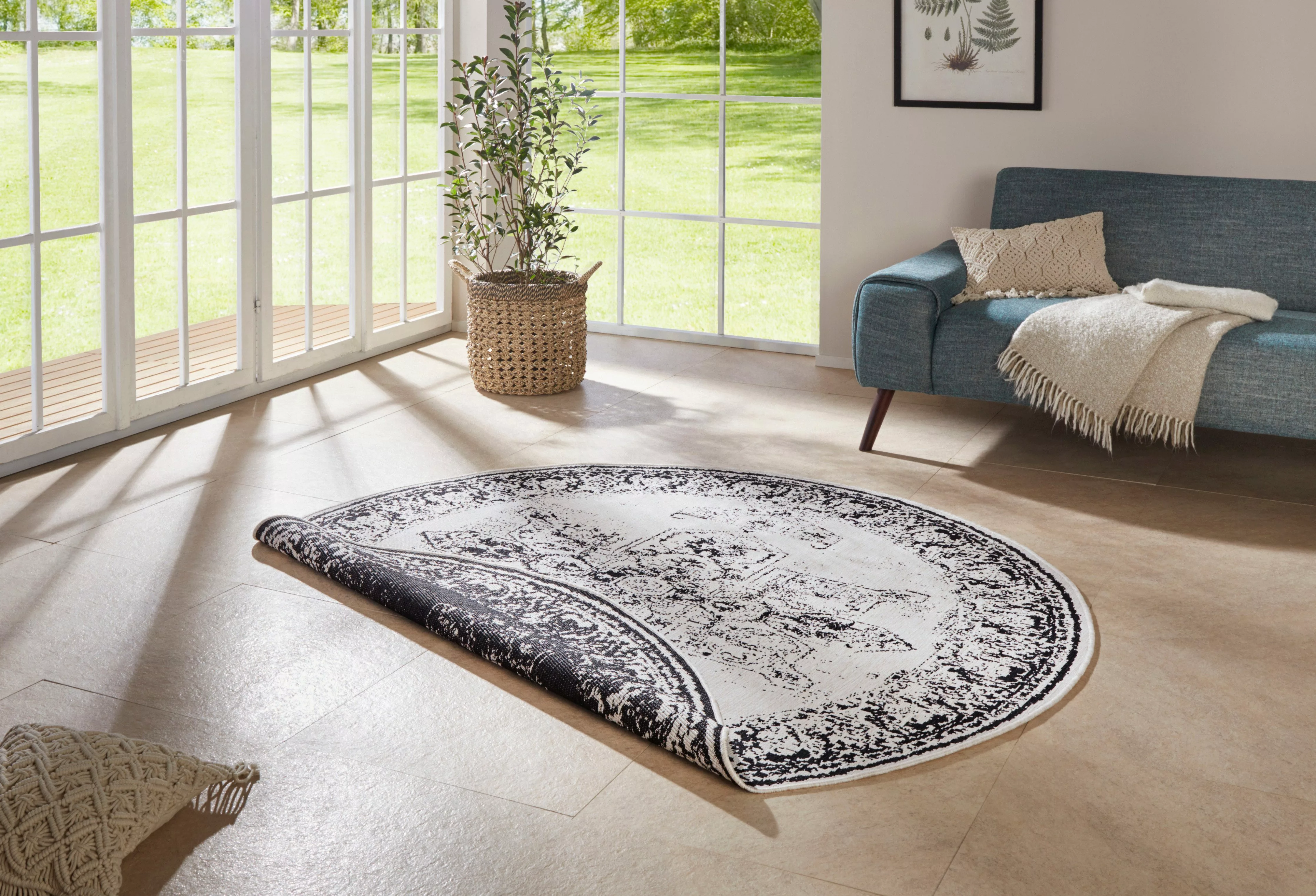 HANSE Home Teppich »Borbon Wendeteppich«, rund, 5 mm Höhe, In-& Outdoor, We günstig online kaufen