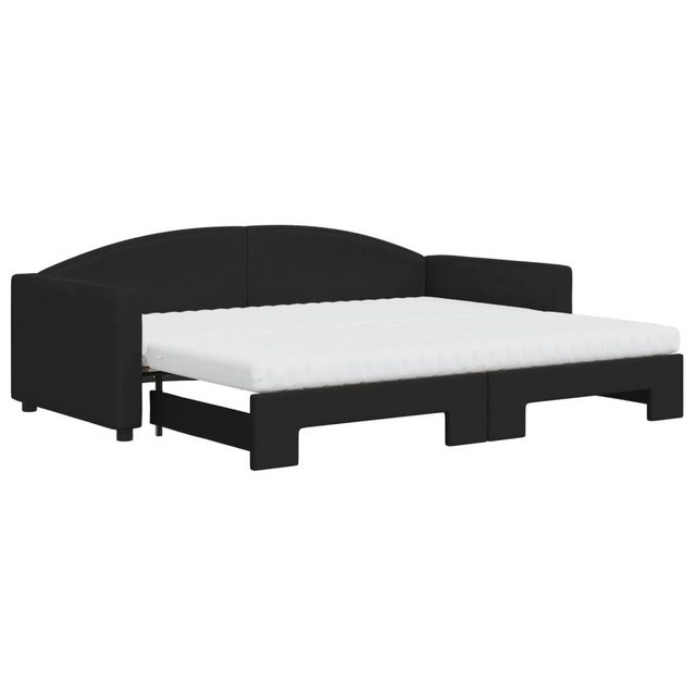 vidaXL Bett Tagesbett Ausziehbar mit Matratzen Schwarz 90x200 cm Stoff günstig online kaufen