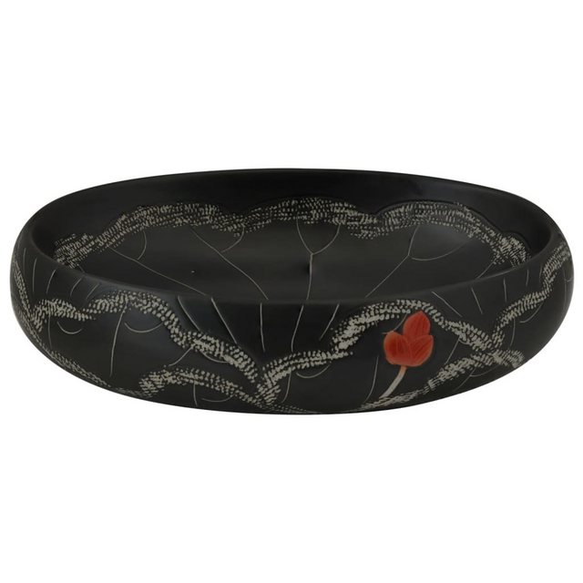 vidaXL Waschbeckenschrank Aufsatzwaschbecken Schwarz Oval 59x40x15 cm Keram günstig online kaufen