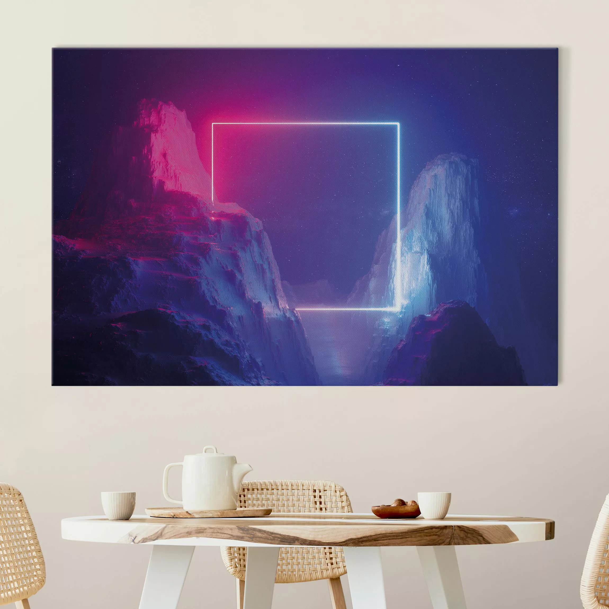 Akustikbild Quadratisches Neonlicht günstig online kaufen