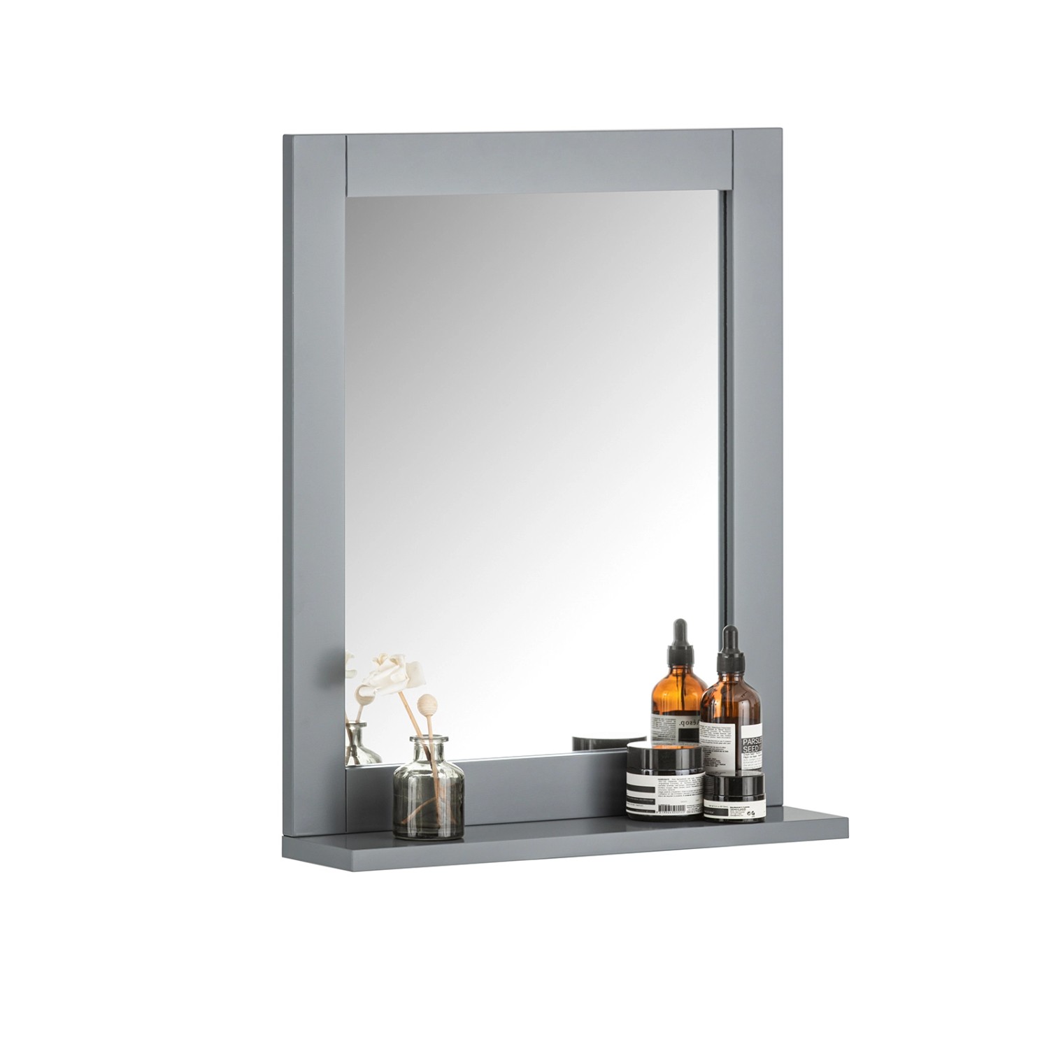 SoBuy Spiegel Wandspiegel Badspiegel mit Ablage Stahlgrau FRG129-SG günstig online kaufen