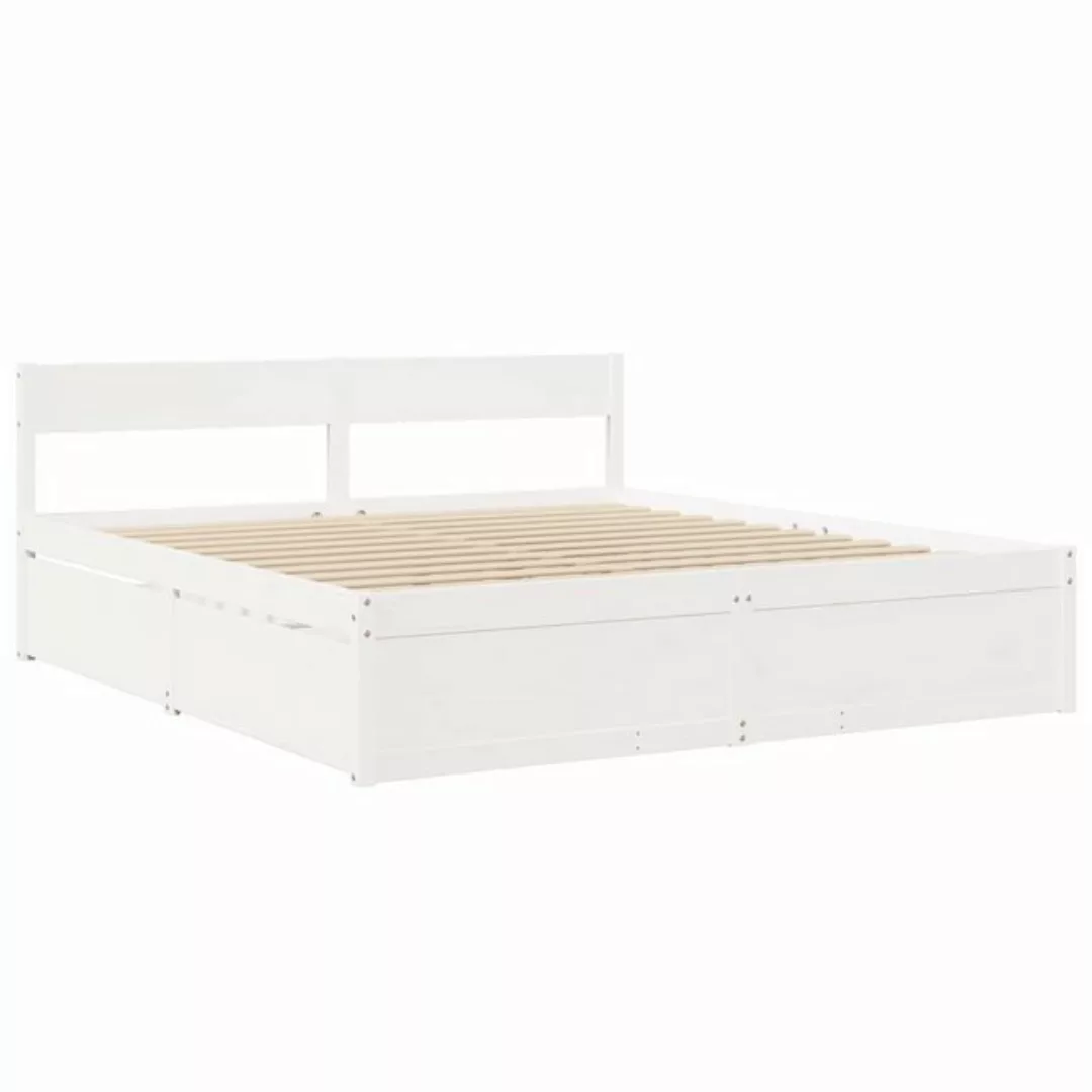 vidaXL Bett, Massivholzbett ohne Matratze Weiß 180x200 cm Kiefernholz günstig online kaufen