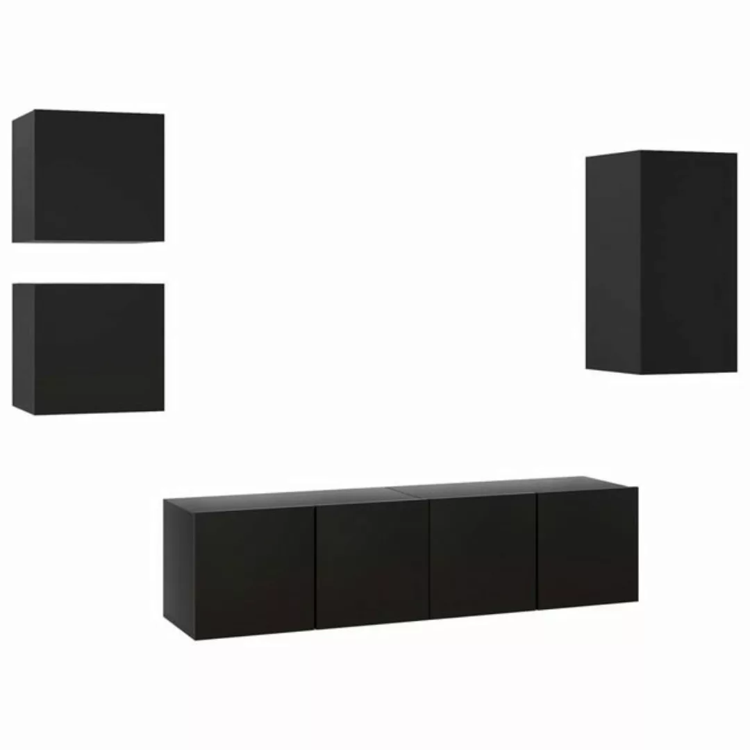 furnicato TV-Schrank 5-tlg. TV-Schrank-Set Schwarz Holzwerkstoff (1-St) günstig online kaufen