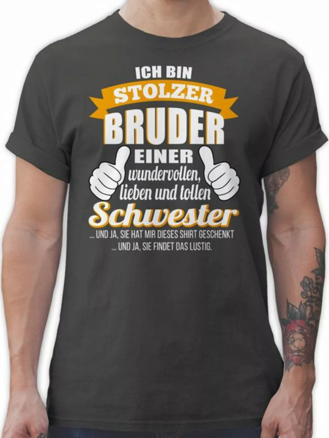 Shirtracer T-Shirt Ich bin ein Stolzer Bruder - orange Bruder günstig online kaufen