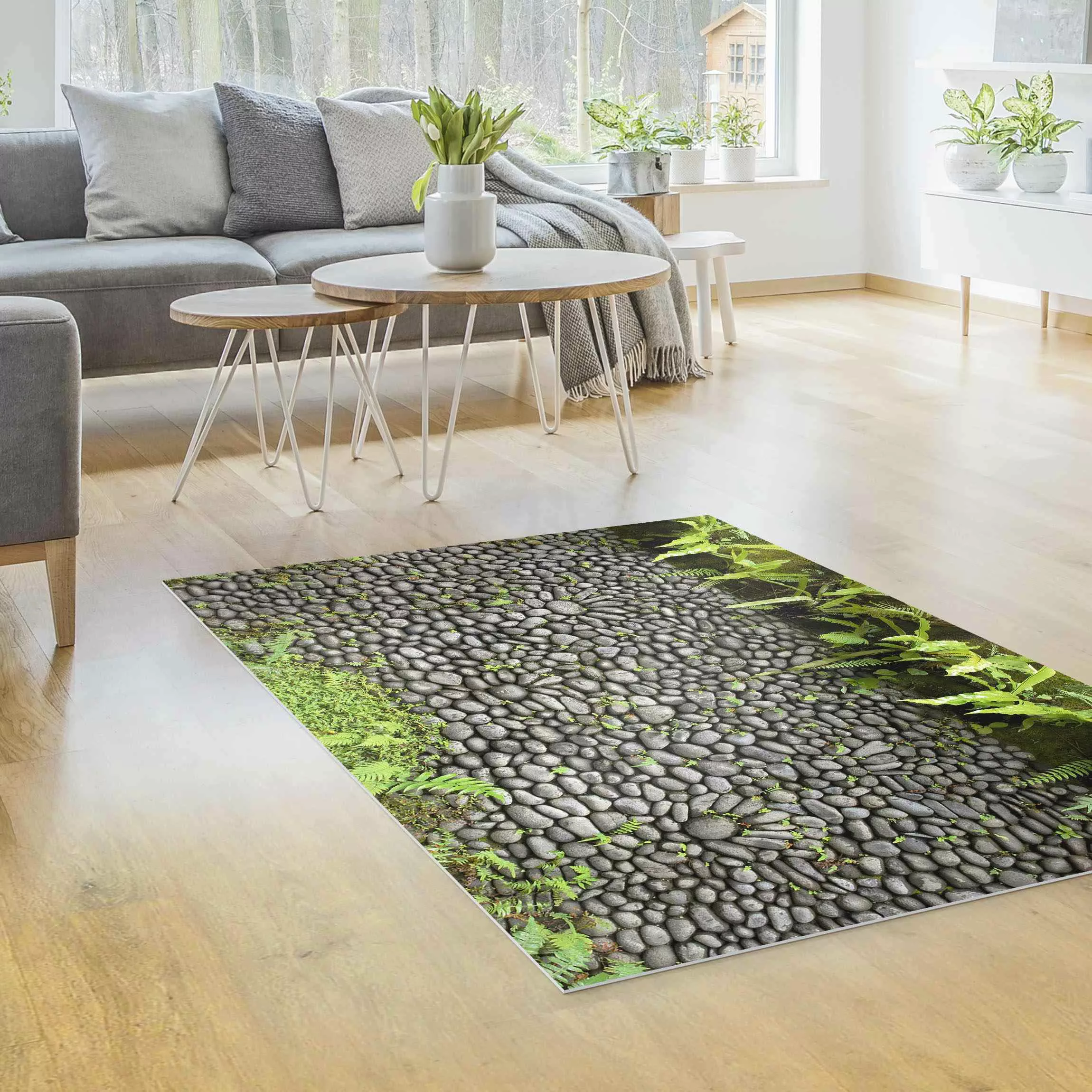 Vinyl-Teppich Steinwand mit Pflanzen günstig online kaufen