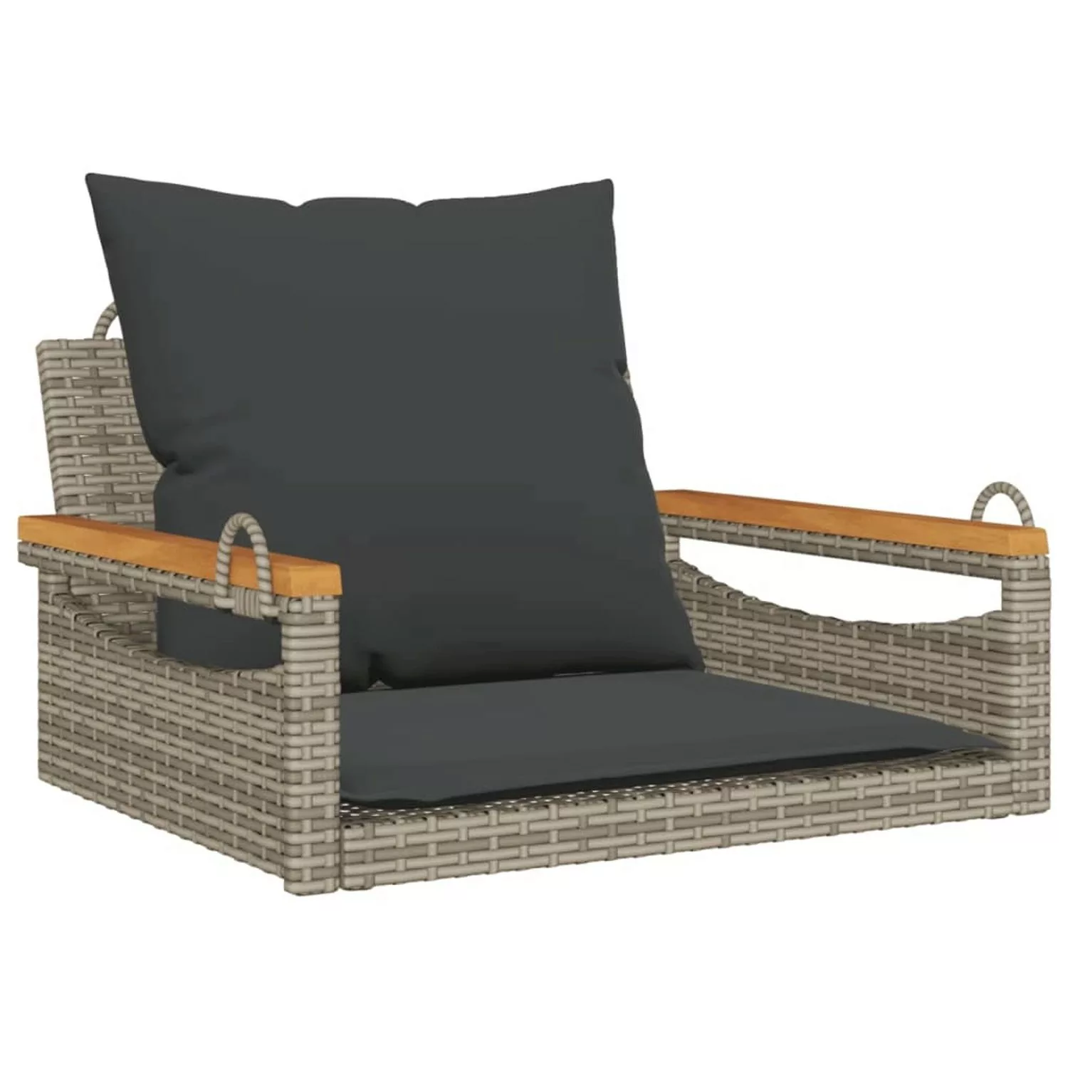 furnicato Hängesessel mit Kissen Grau 63x62x40 cm Poly Rattan günstig online kaufen