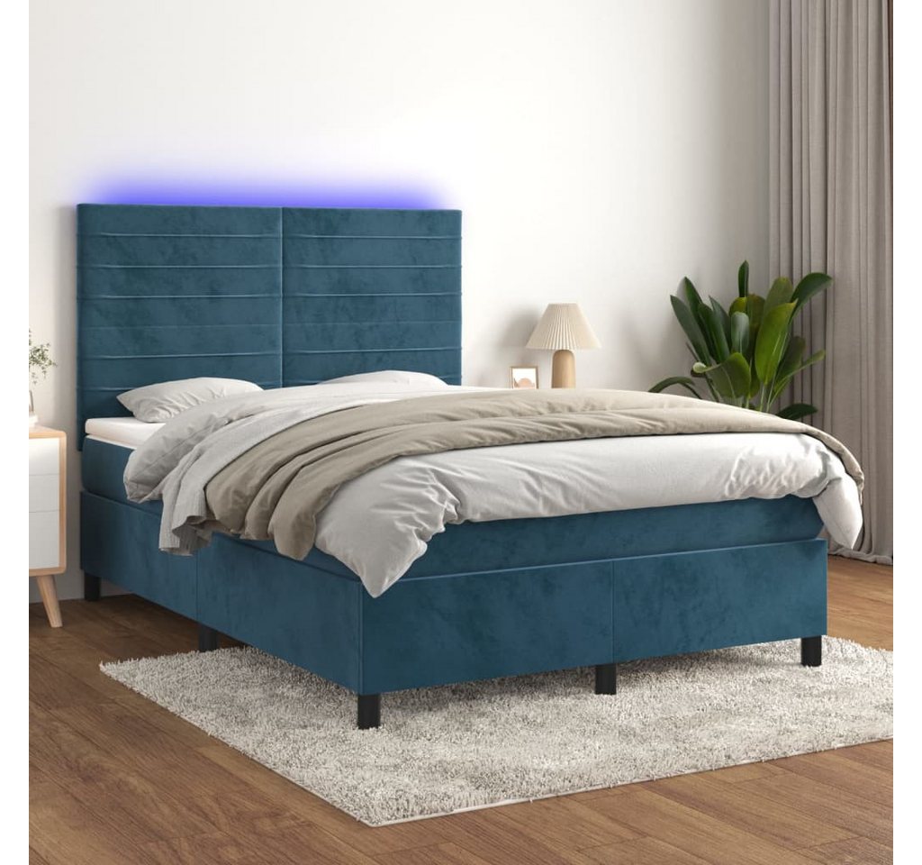 vidaXL Boxspringbett Boxspringbett mit Matratze & LED Samt (140 x 190 cm, B günstig online kaufen