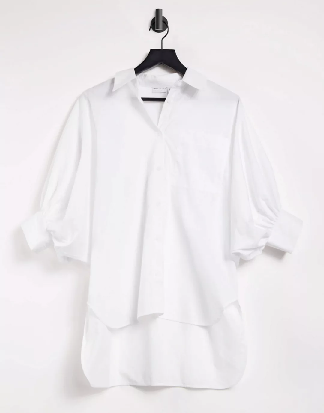 ASOS DESIGN – Oversize-Hemd aus Baumwolle mit weiten 3/4-Ärmeln in Elfenbei günstig online kaufen