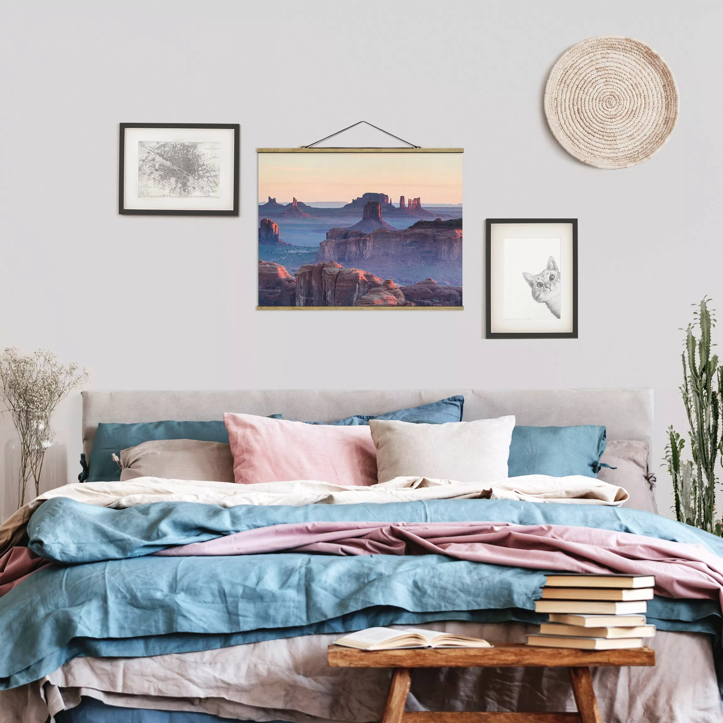 Stoffbild mit Posterleisten Sonnenaufgang in Arizona günstig online kaufen